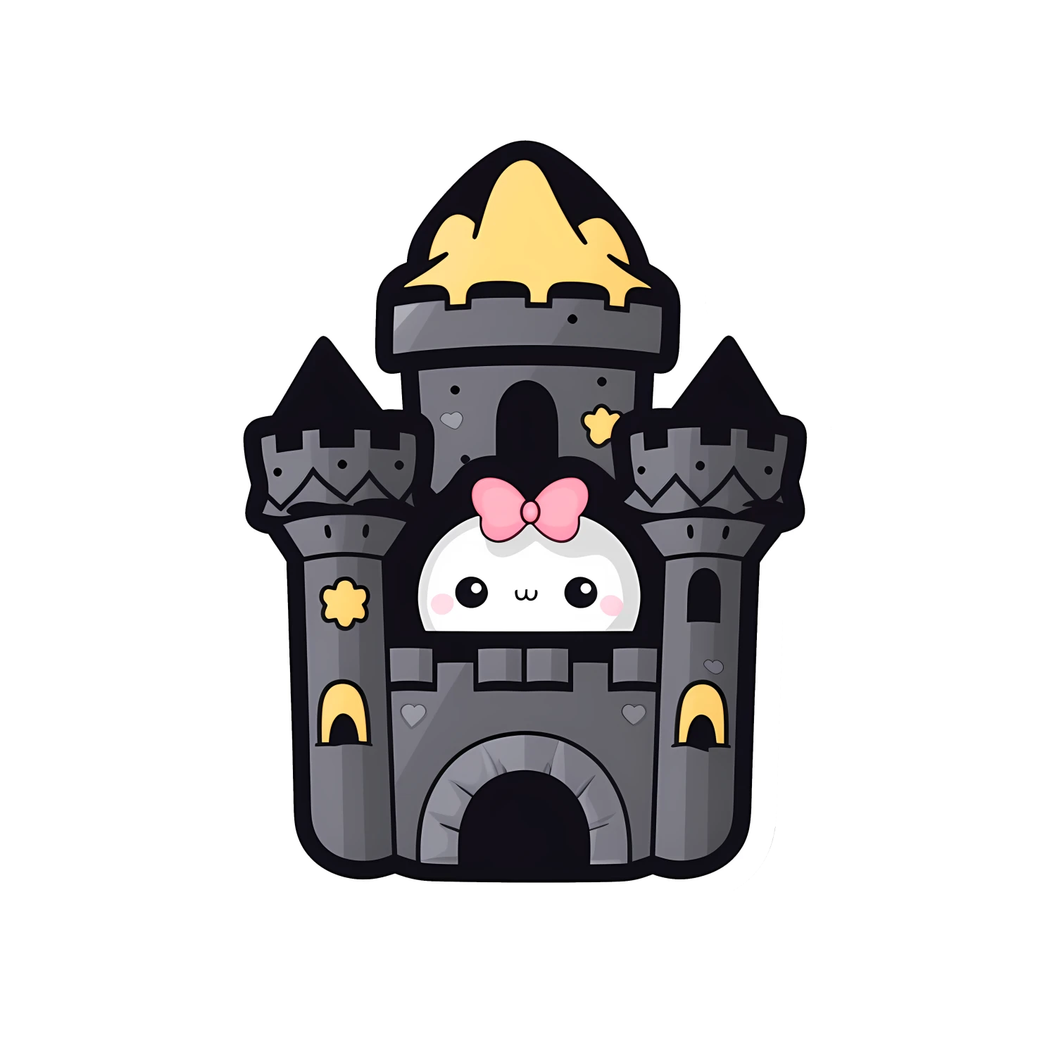 Kawaii castle sticker isolated on transparent background #24297