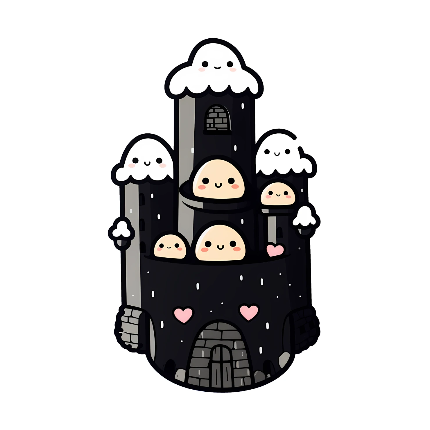 Kawaii castle sticker isolated on transparent background #24298