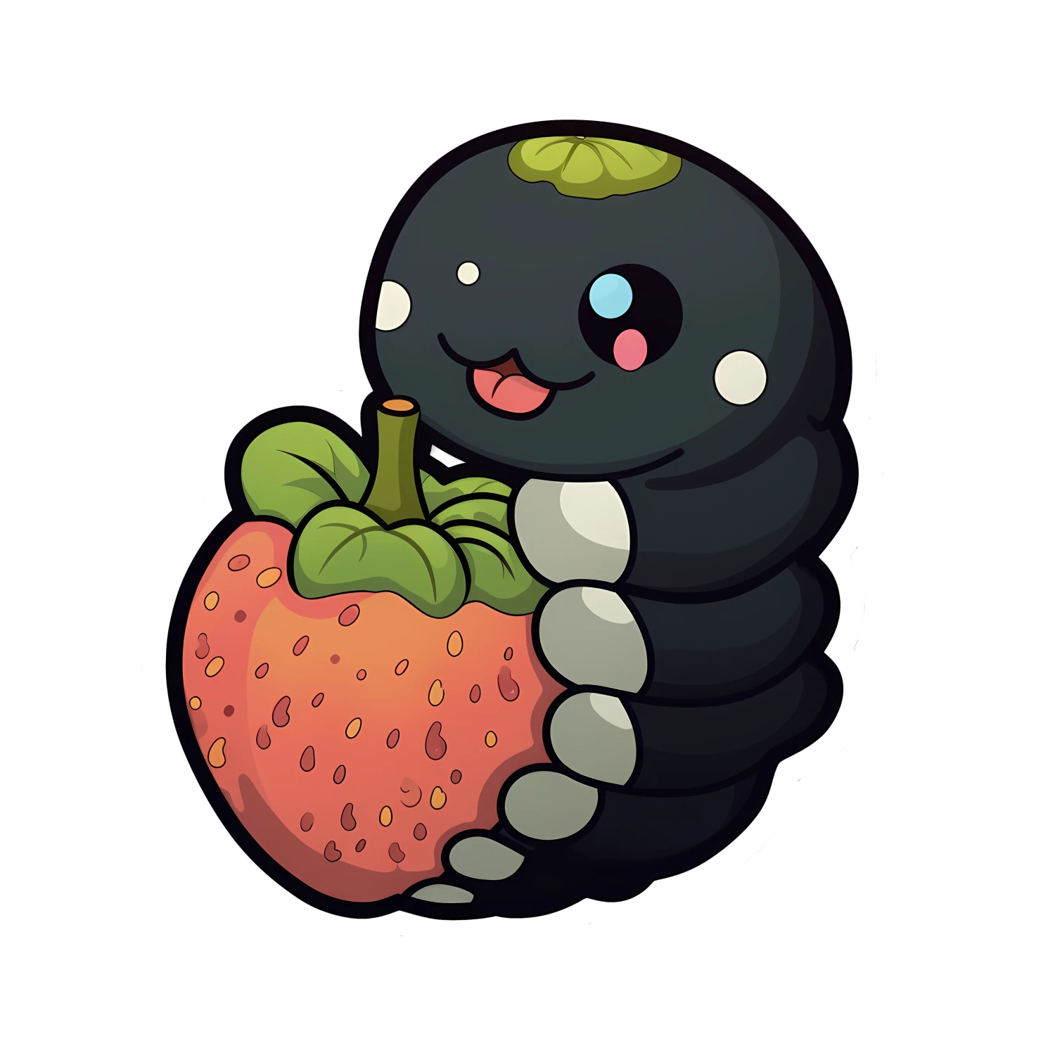Kawaii caterpillar sticker isolated on transparent background #24301