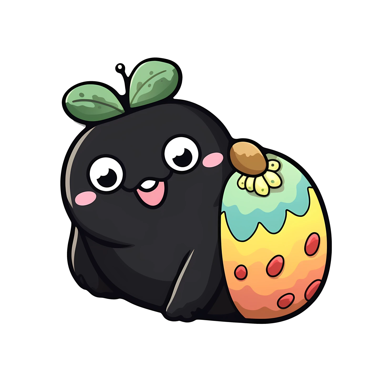 Kawaii caterpillar sticker isolated on transparent background #24305