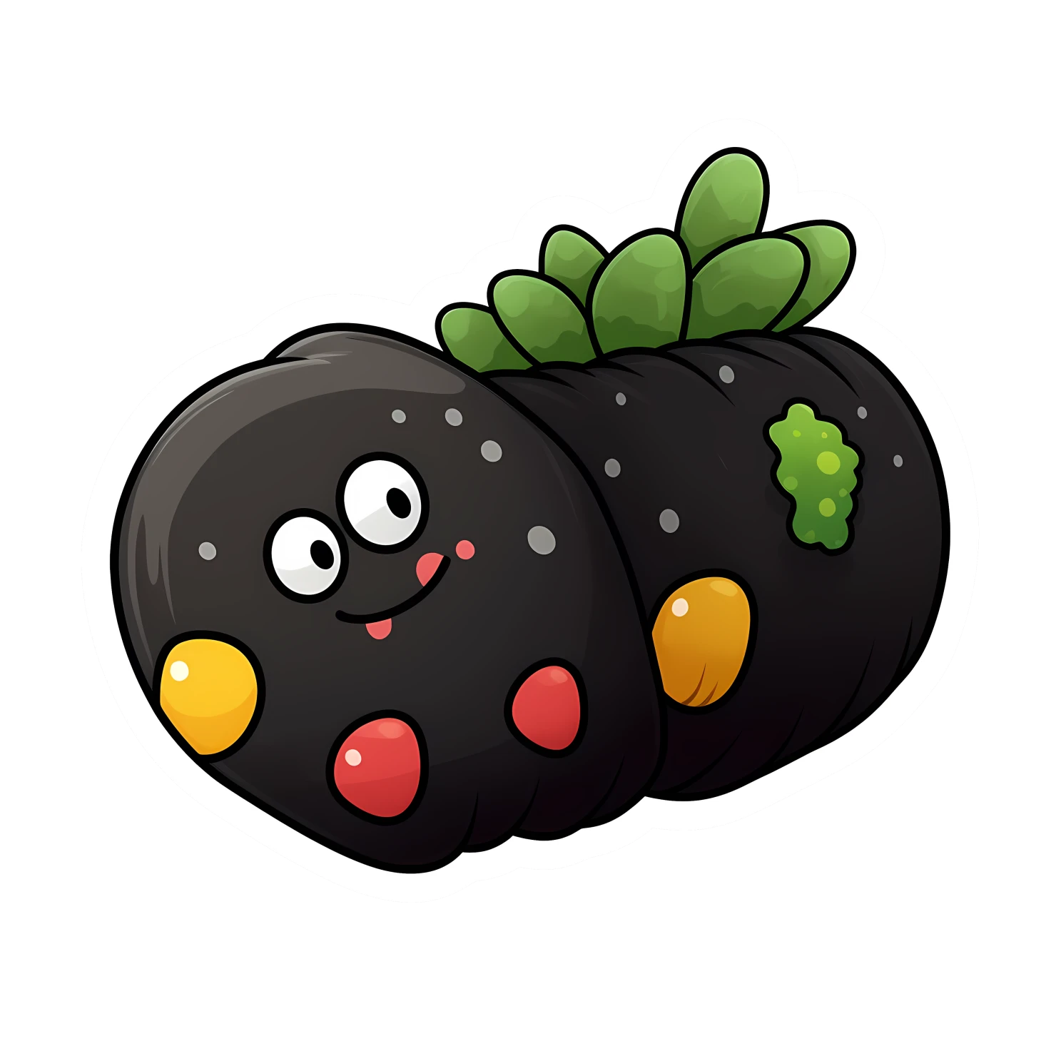Kawaii caterpillar sticker isolated on transparent background #24308