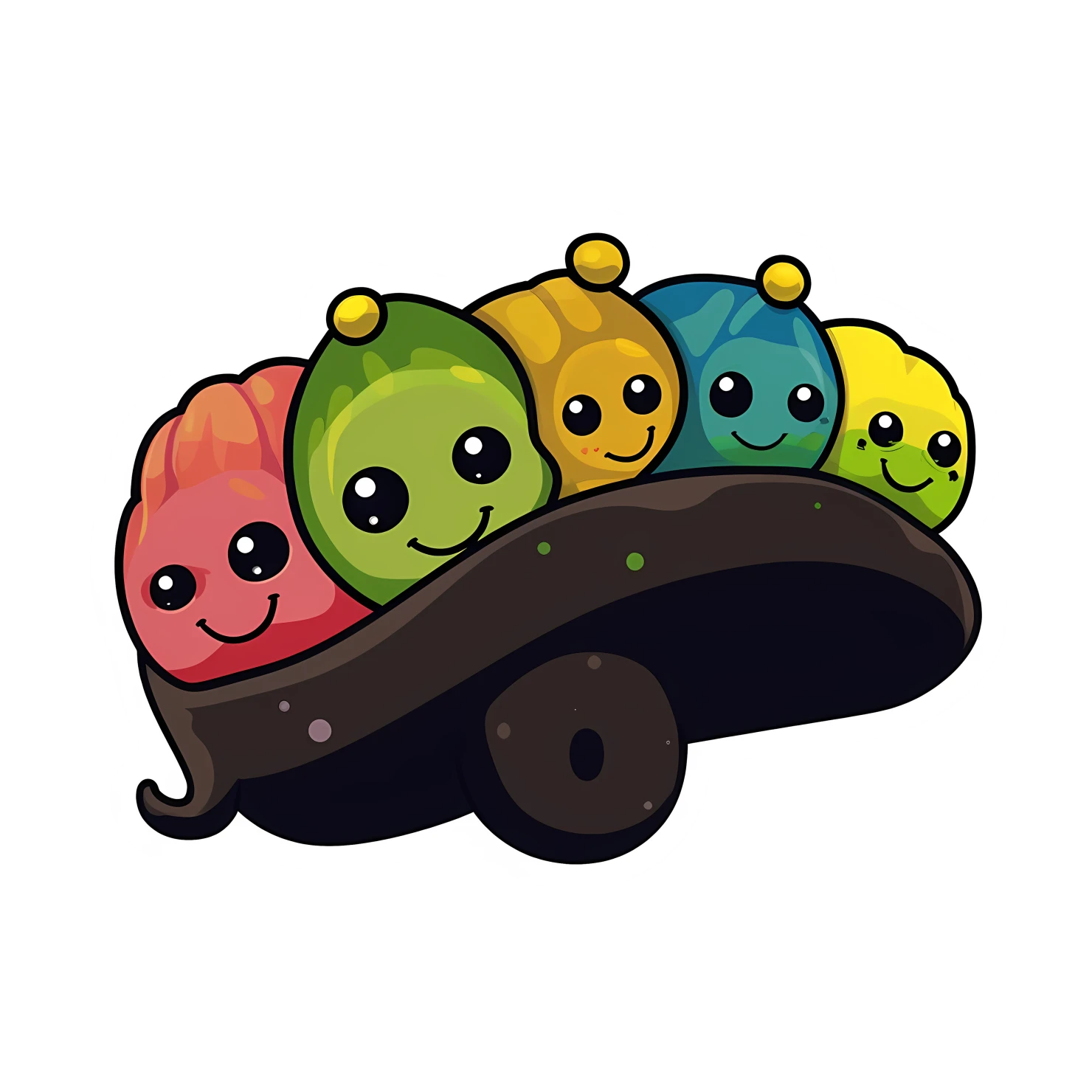 Kawaii caterpillar sticker isolated on transparent background #24310