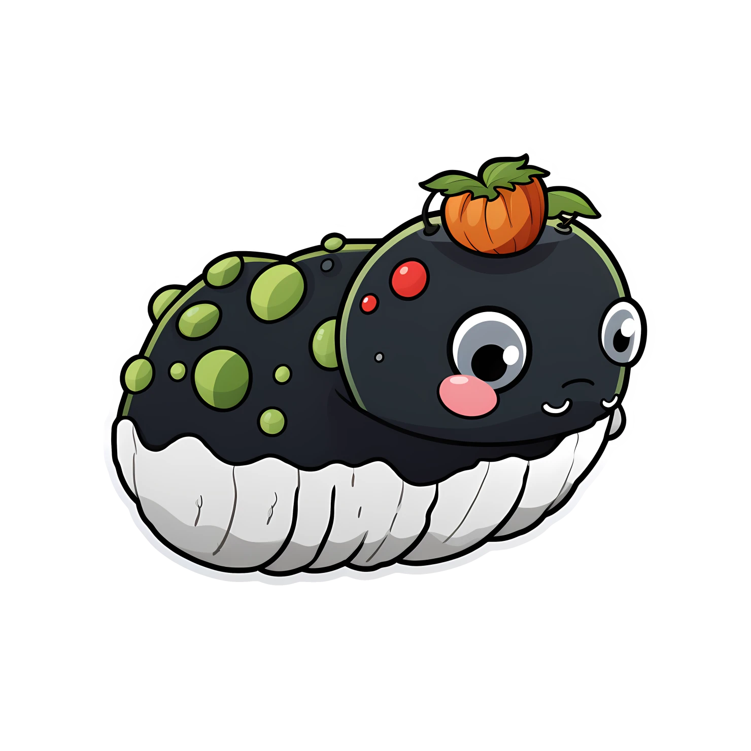 Kawaii caterpillar sticker isolated on transparent background #24312