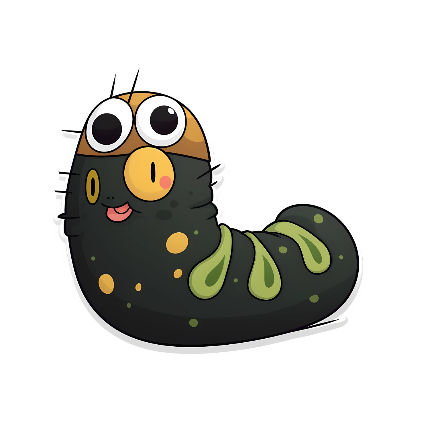 Kawaii caterpillar sticker isolated on transparent background #24313