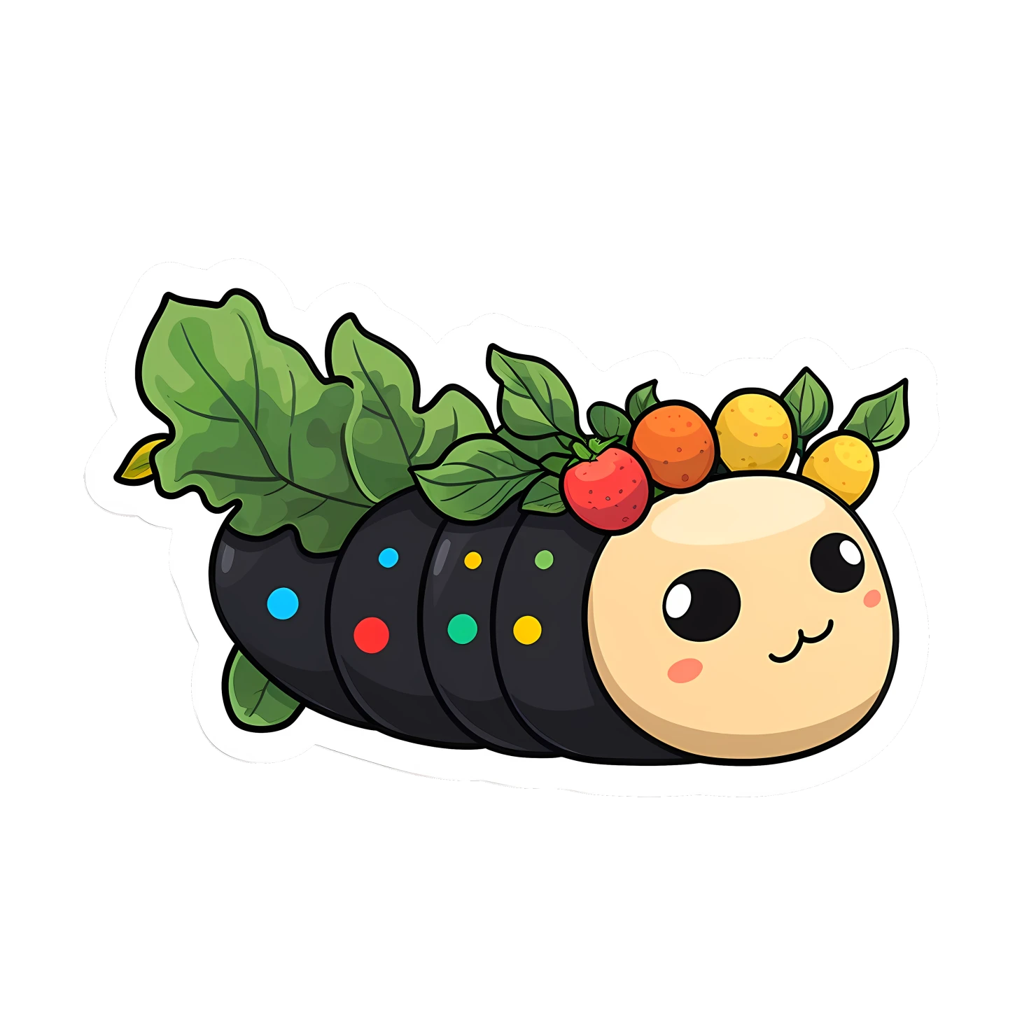 Kawaii caterpillar sticker isolated on transparent background #24314
