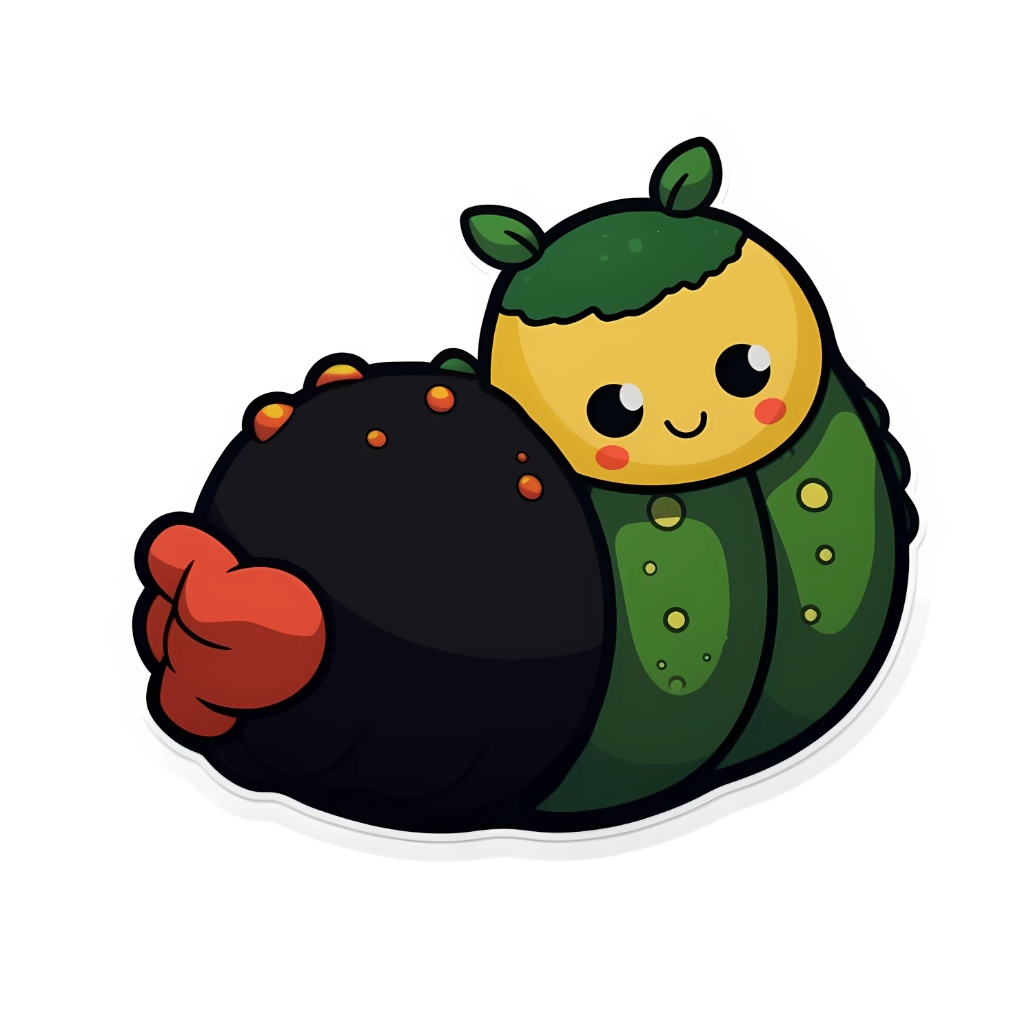Kawaii caterpillar sticker isolated on transparent background #24318