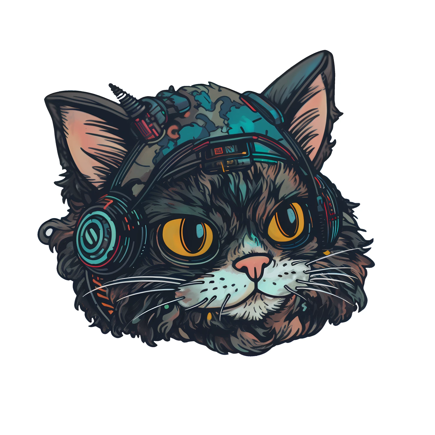 Kawaii cyberpunk sticker isolated on transparent background #24321