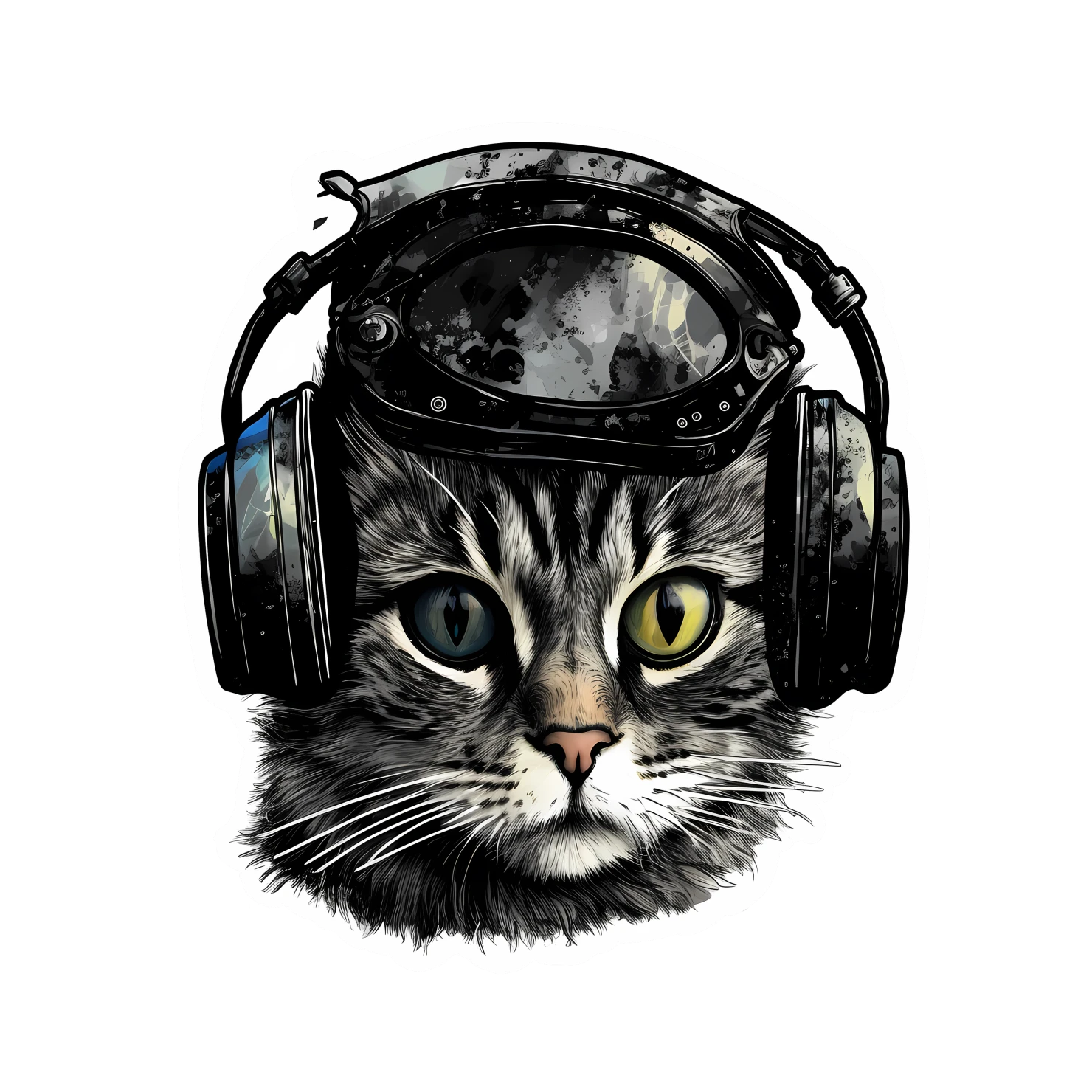 Kawaii cyberpunk sticker isolated on transparent background #24323