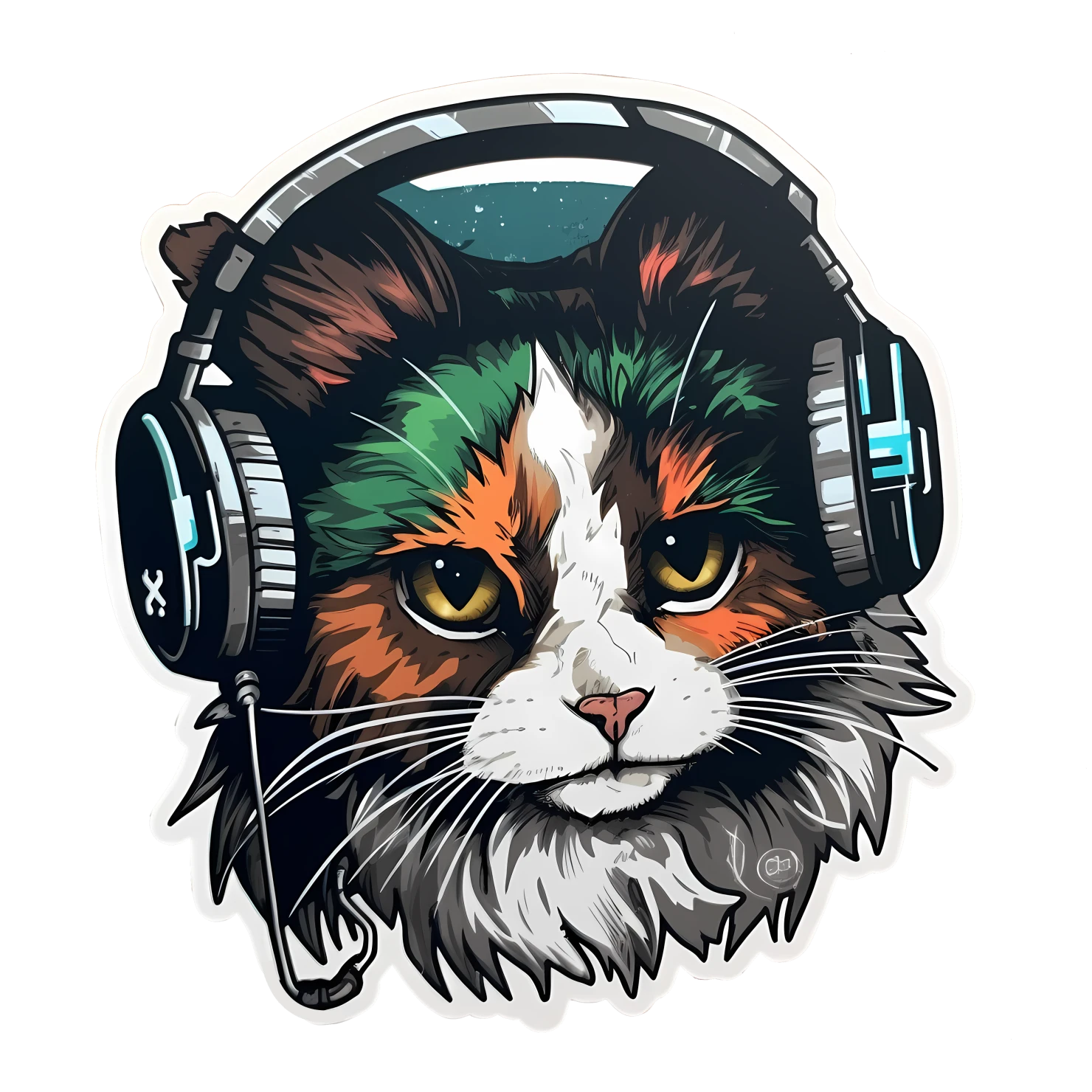 Kawaii cyberpunk sticker isolated on transparent background #24324
