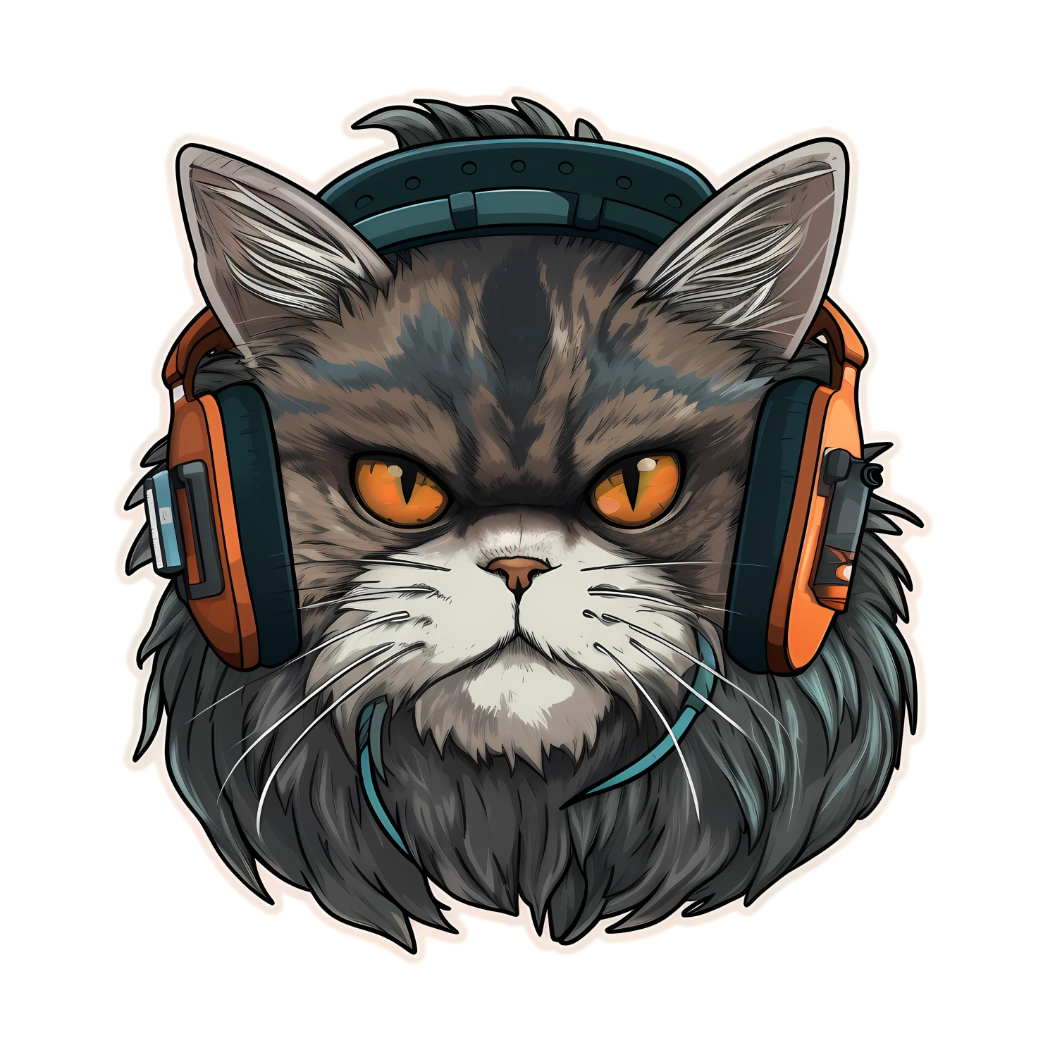 Kawaii cyberpunk sticker isolated on transparent background #24325