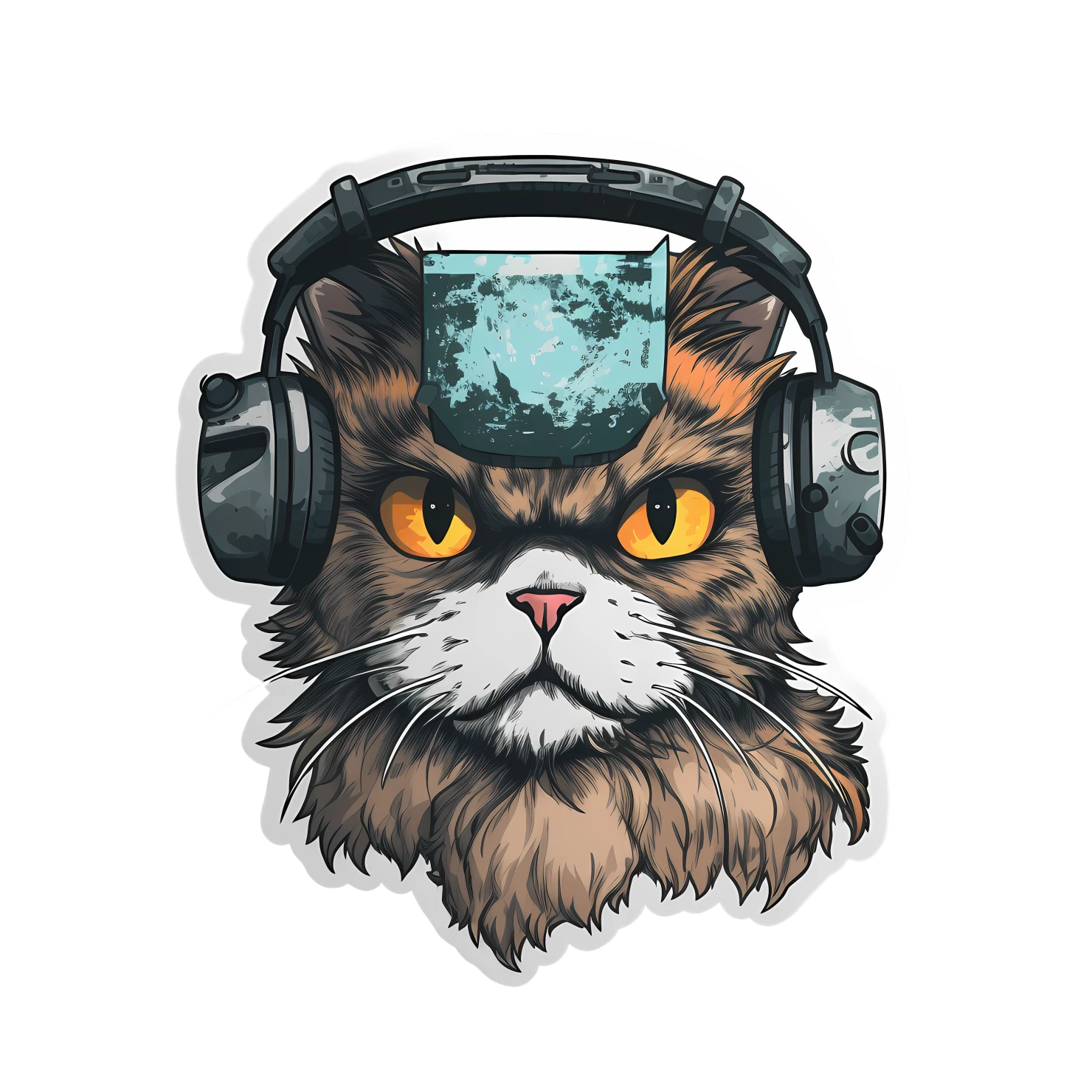 Kawaii cyberpunk sticker isolated on transparent background #24326