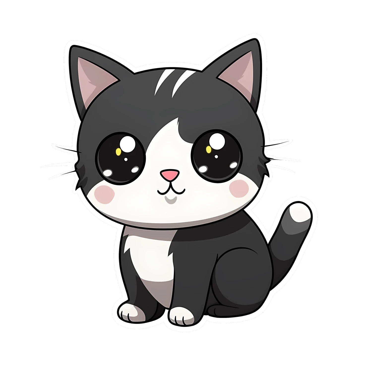 Kawaii cat sticker isolated on transparent background #24329
