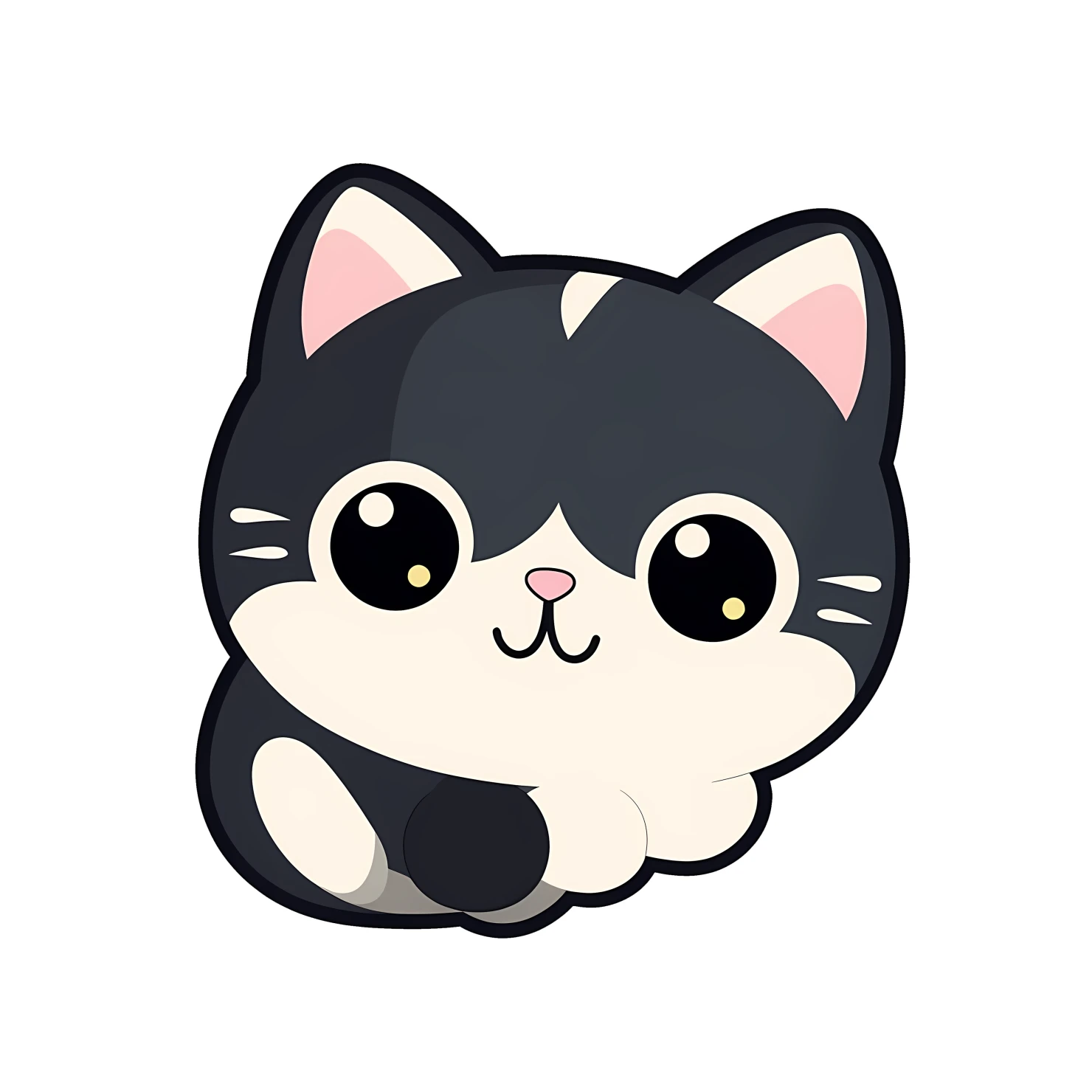 Kawaii cat sticker isolated on transparent background #24330