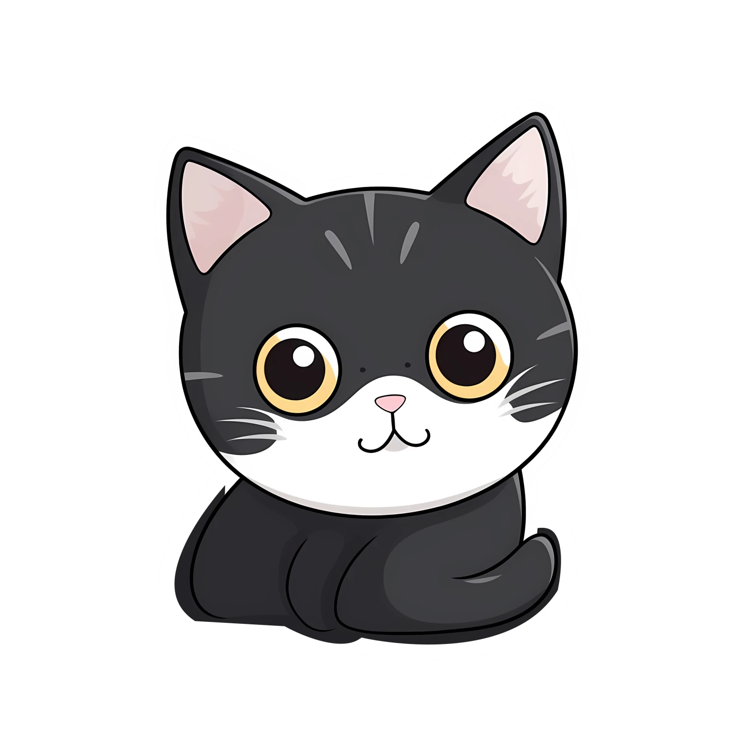 Kawaii cat sticker isolated on transparent background #24337