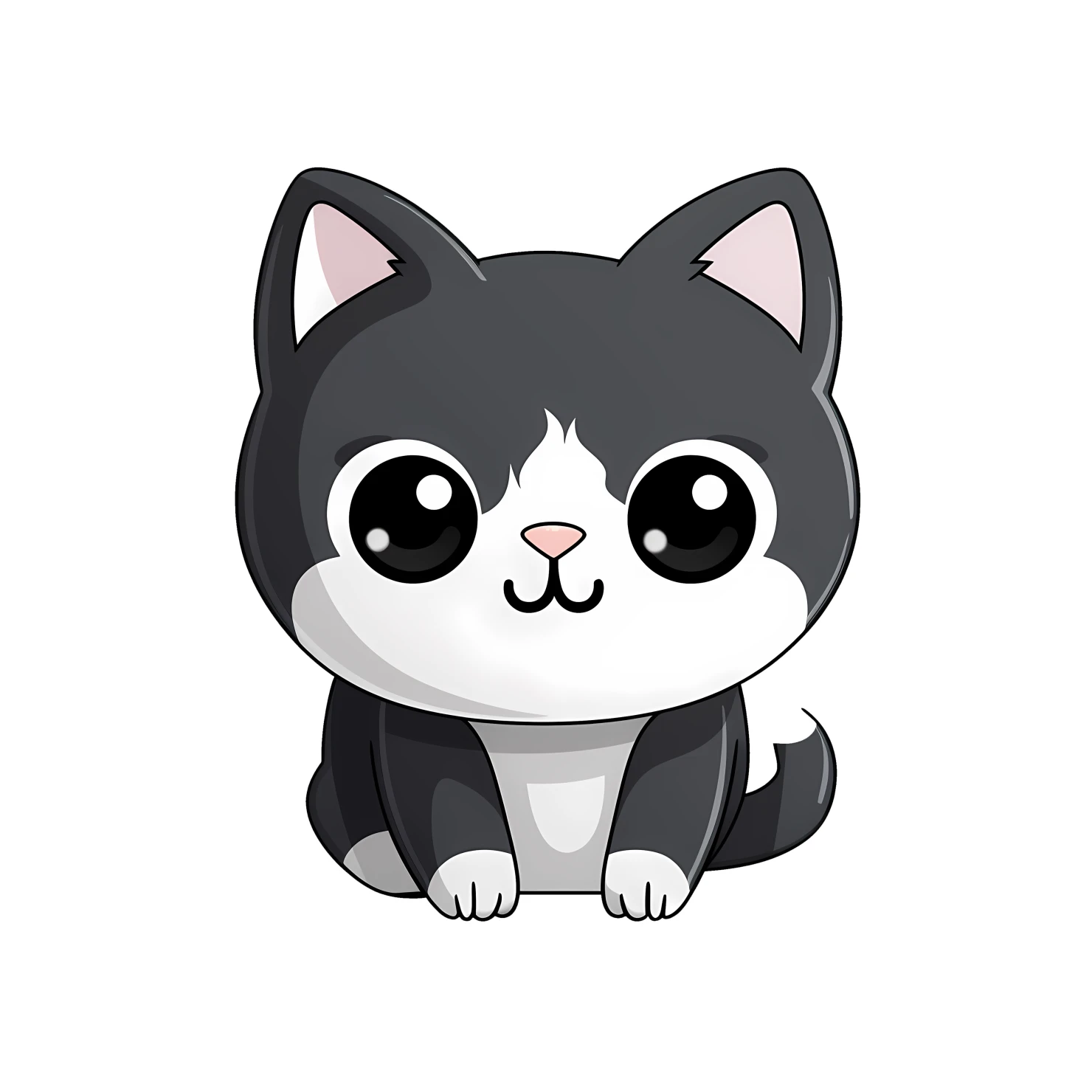 Kawaii cat sticker isolated on transparent background #24345