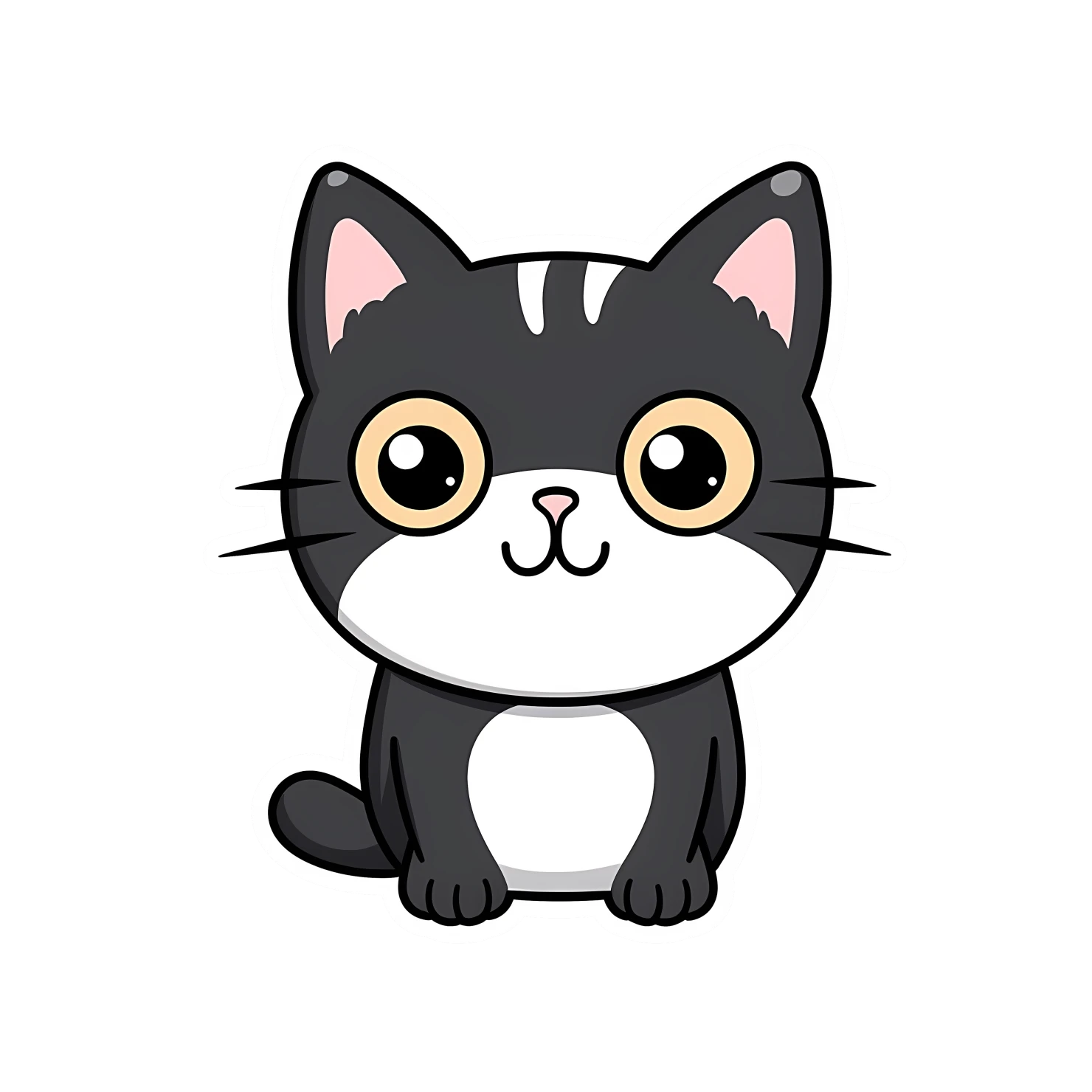 Kawaii cat sticker isolated on transparent background #24350