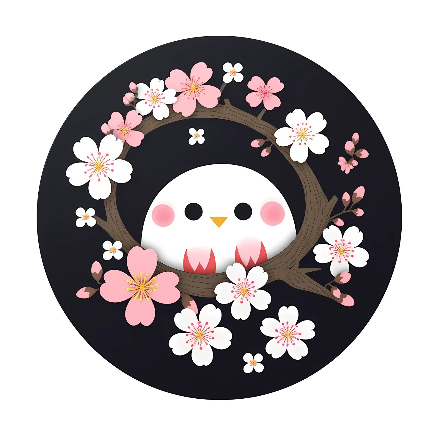 Kawaii cherry blossom sticker isolated on transparent background #24351