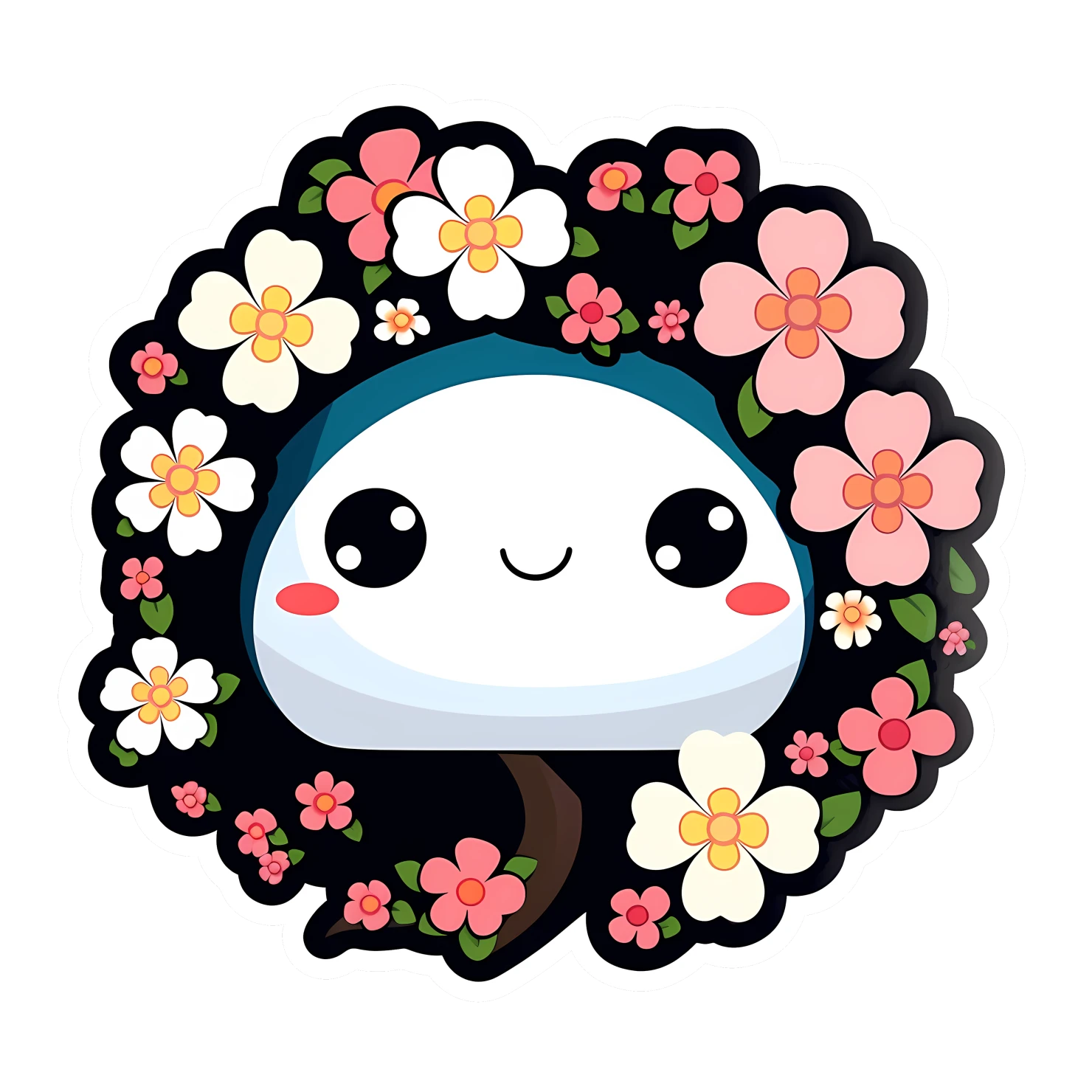 Kawaii cherry blossom sticker isolated on transparent background #24352