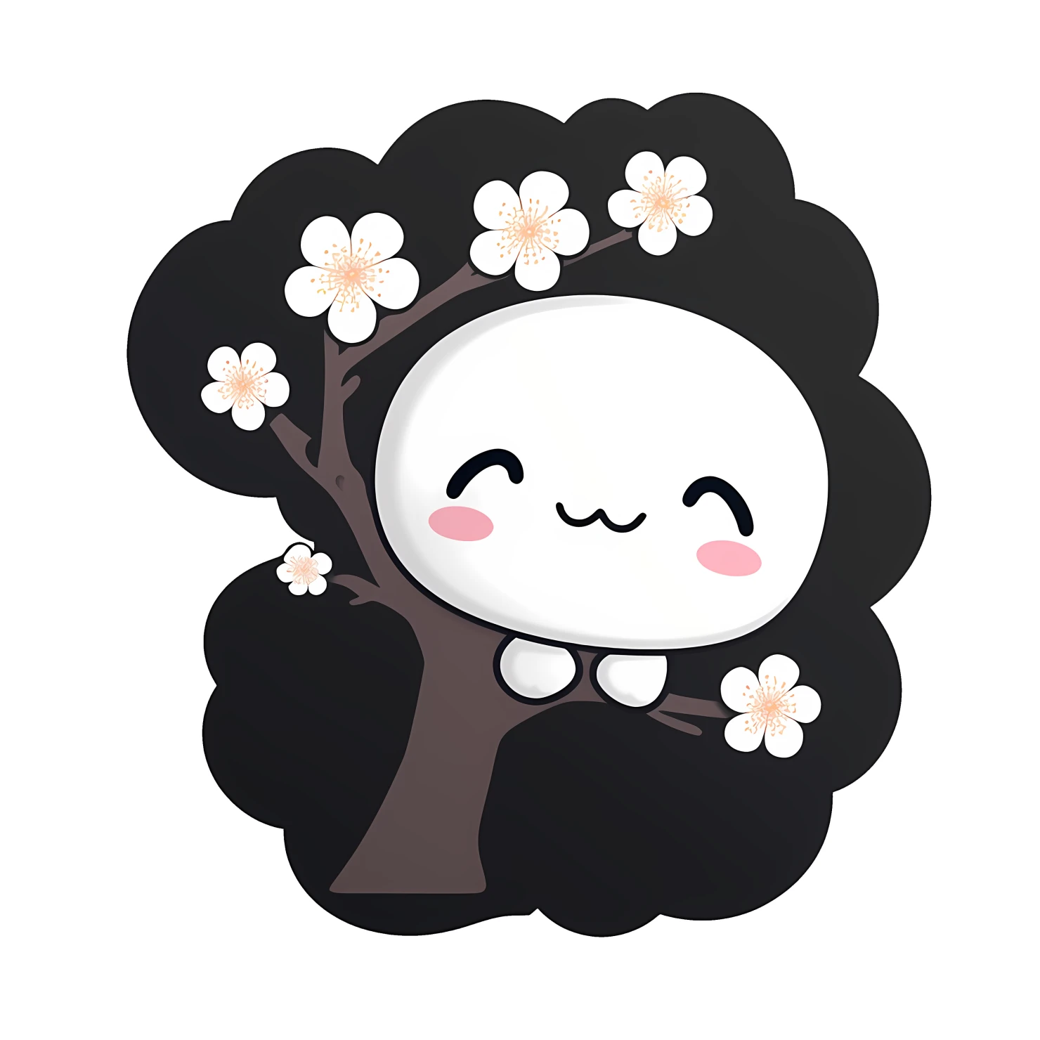 Kawaii cherry blossom sticker isolated on transparent background #24353