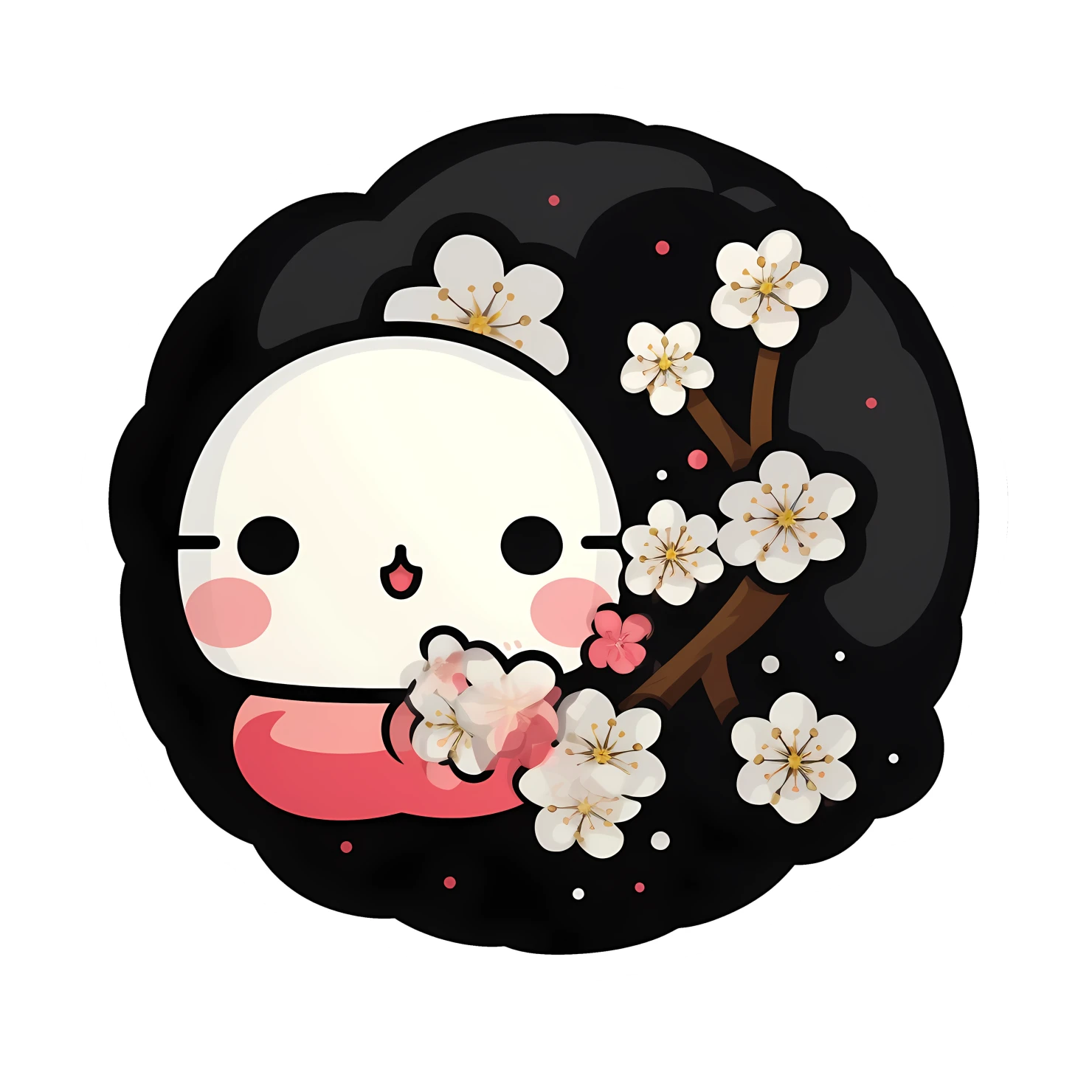 Kawaii cherry blossom sticker isolated on transparent background #24355