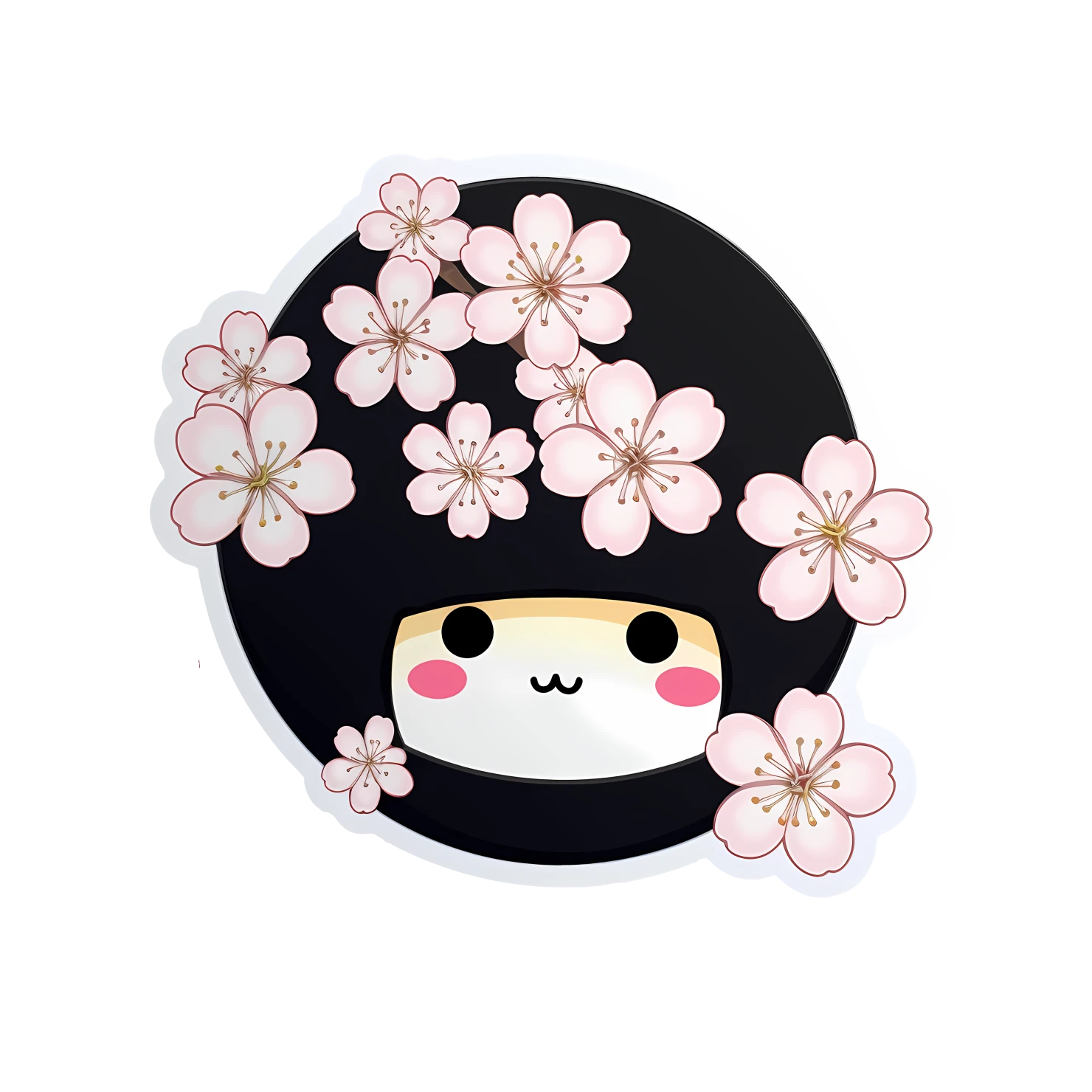 Kawaii cherry blossom sticker isolated on transparent background #24356