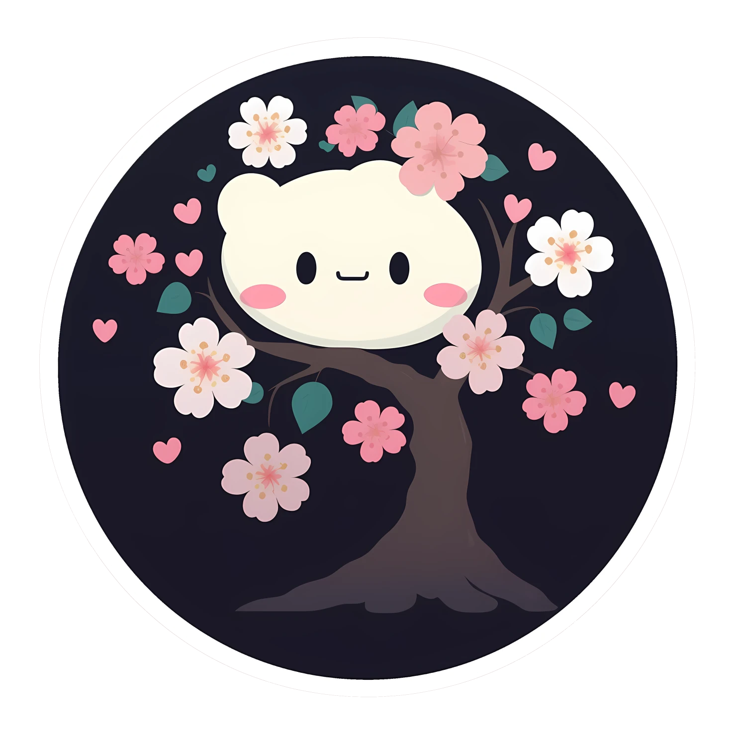 Kawaii cherry blossom sticker isolated on transparent background #24357