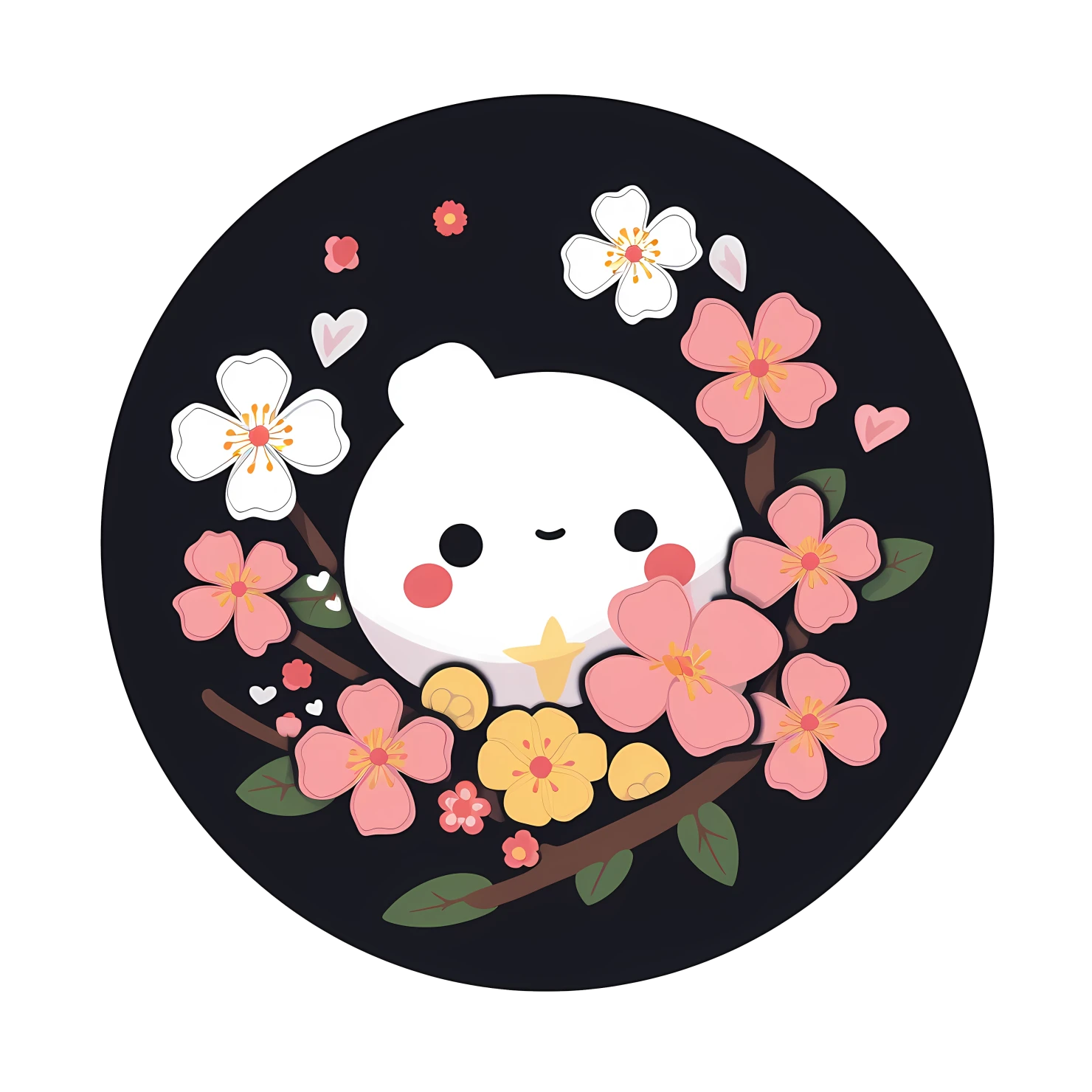 Kawaii cherry blossom sticker isolated on transparent background #24358