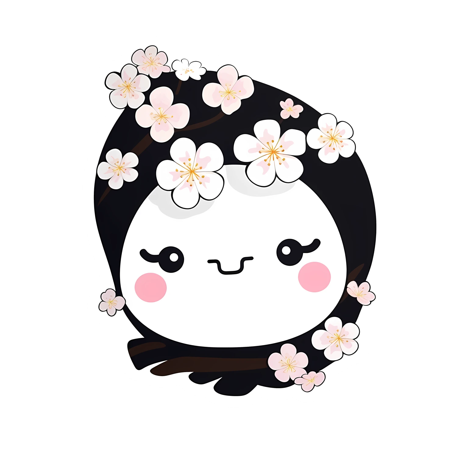 Kawaii cherry blossom sticker isolated on transparent background #24364