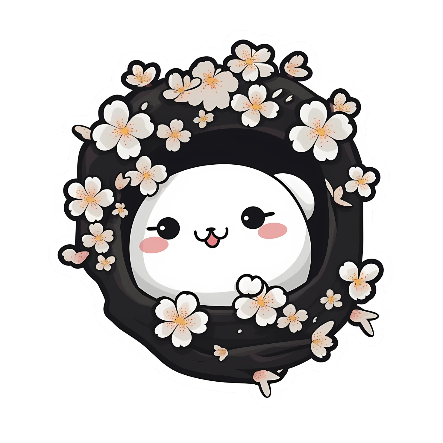 Kawaii cherry blossom sticker isolated on transparent background #24365