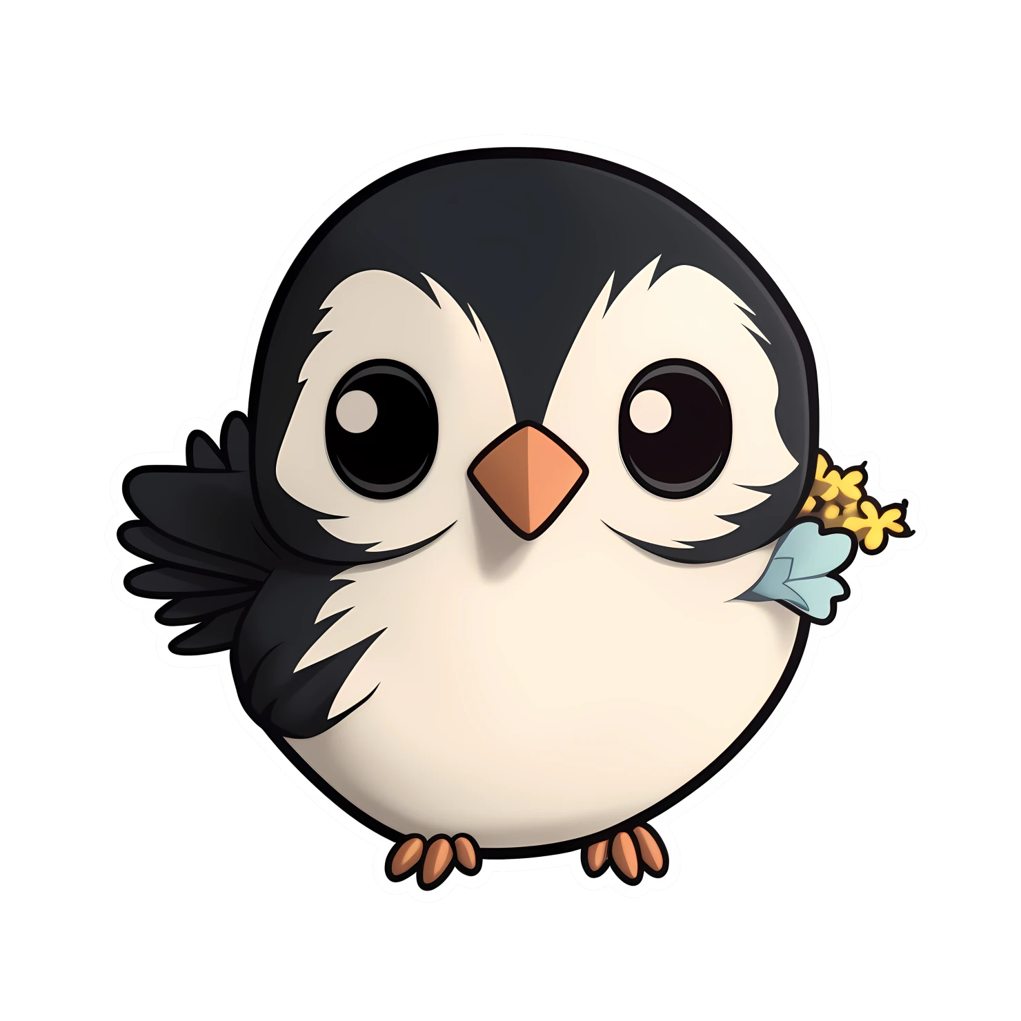 Kawaii chickadee sticker isolated on transparent background #24366