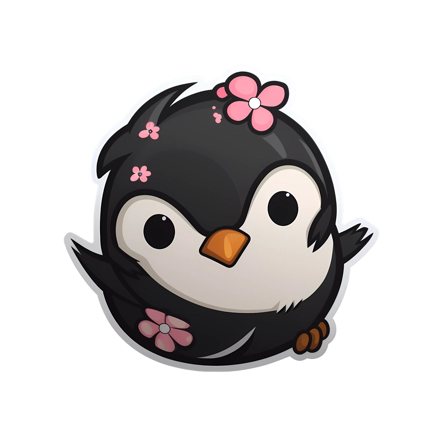 Kawaii chickadee sticker isolated on transparent background #24372