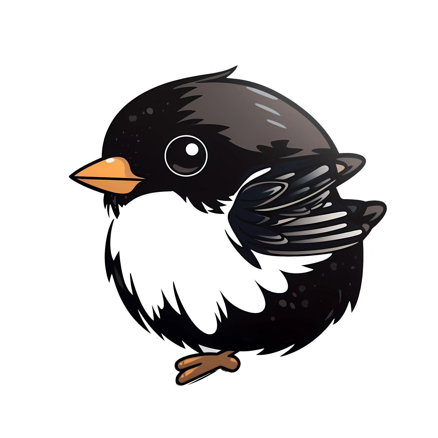 Kawaii chickadee sticker isolated on transparent background #24373