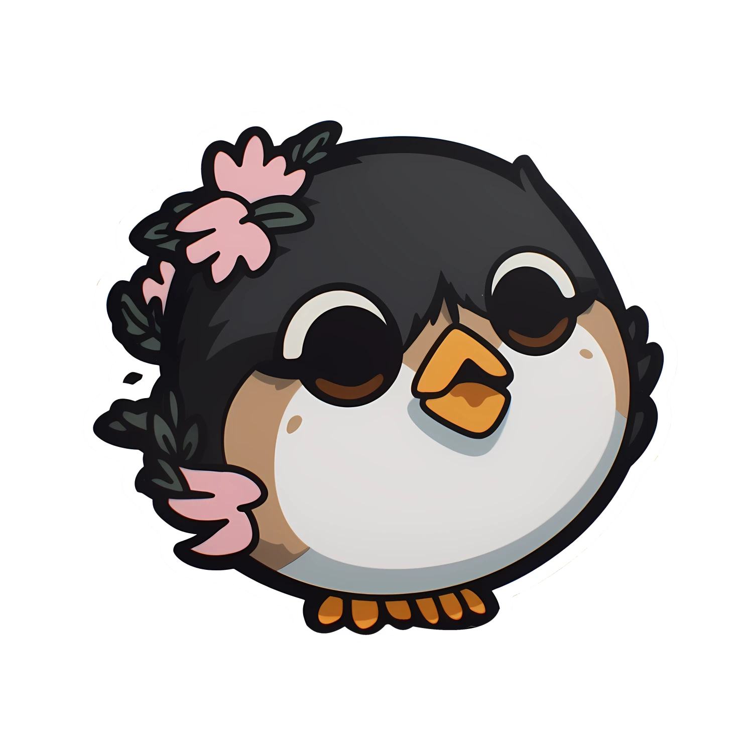 Kawaii chickadee sticker isolated on transparent background #24380