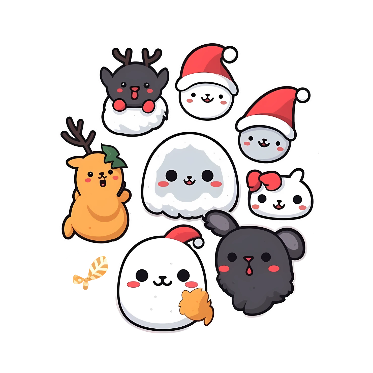 Kawaii Christmas sticker isolated on transparent background #24383