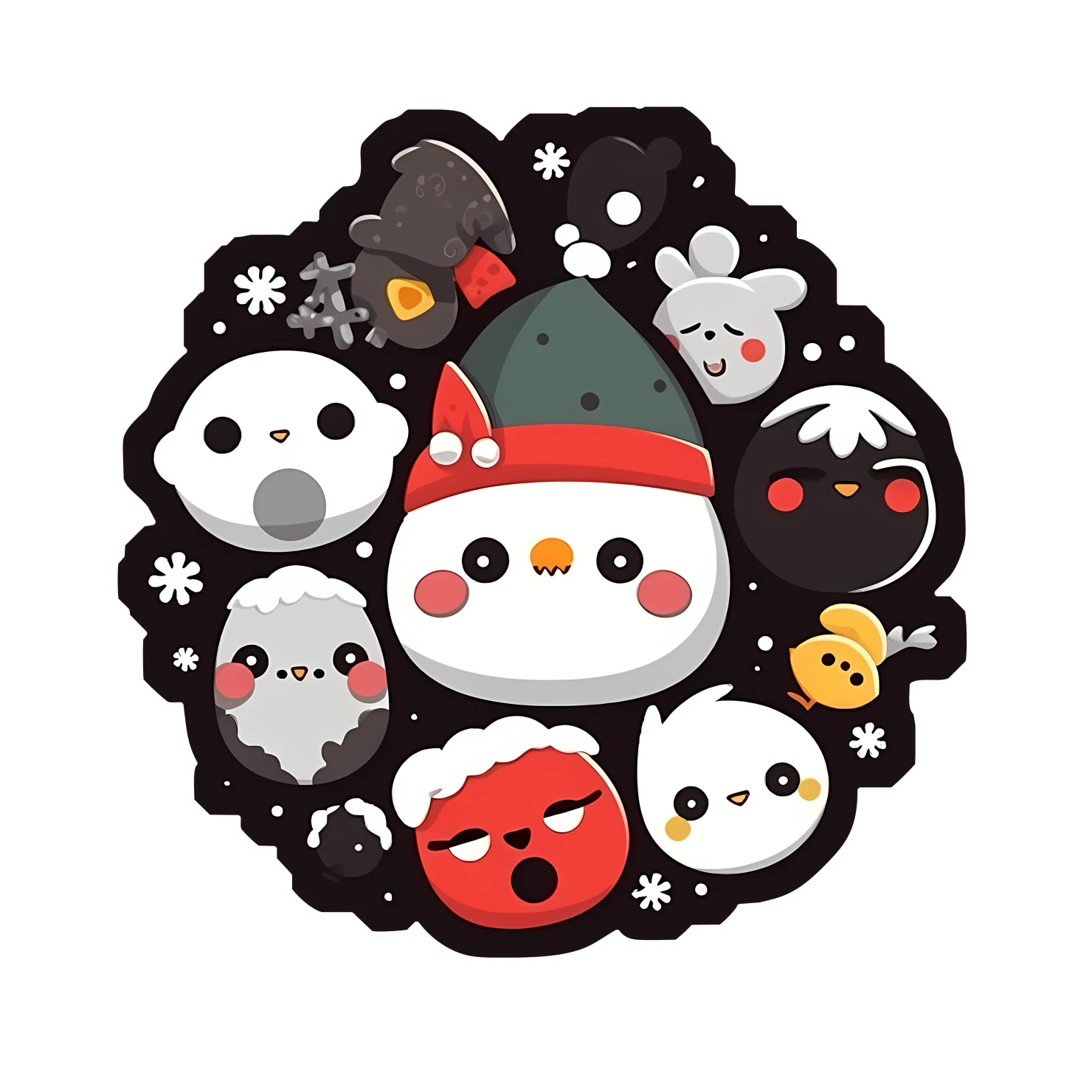 Kawaii Christmas sticker isolated on transparent background #24384