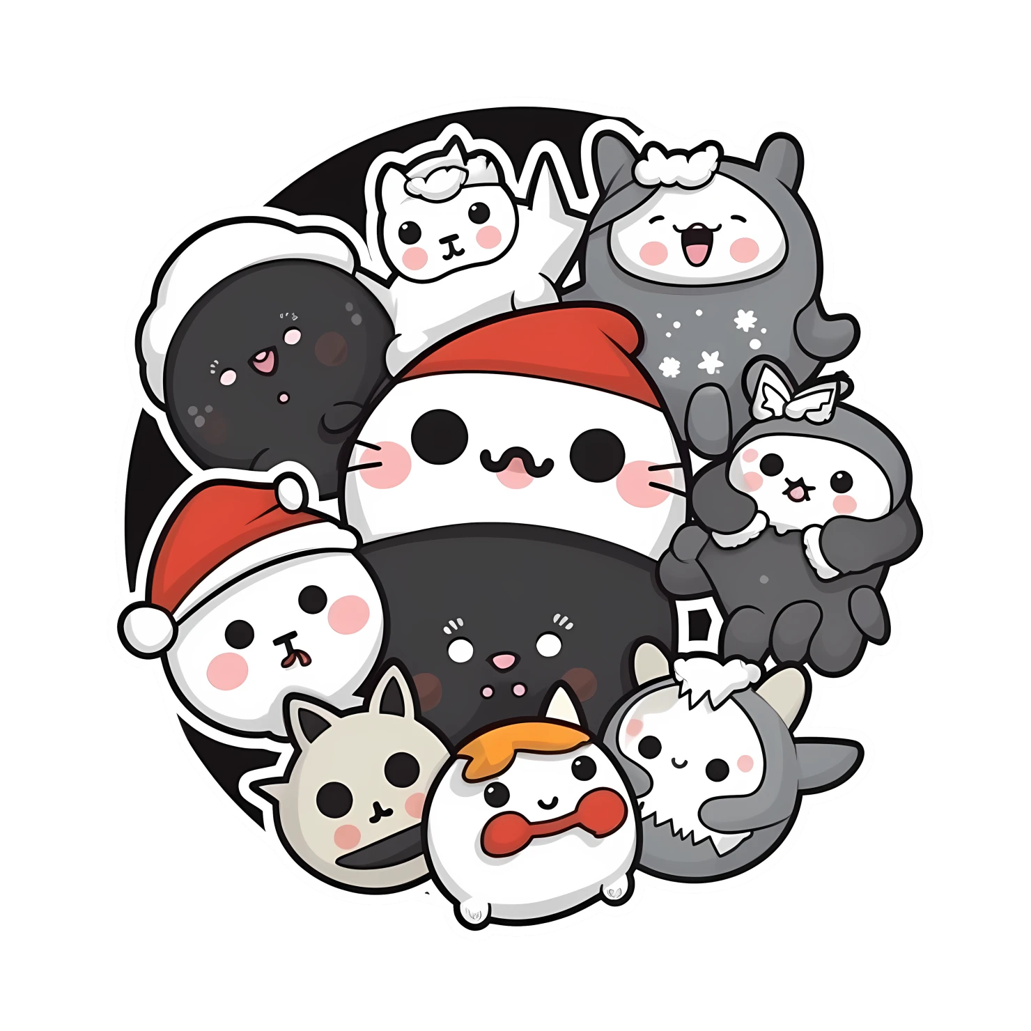 Kawaii Christmas sticker isolated on transparent background #24385