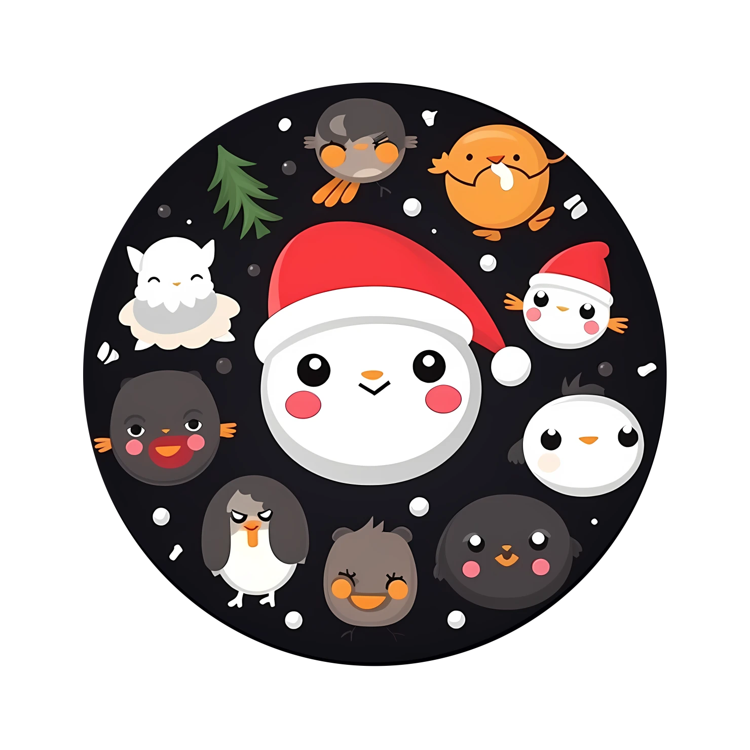 Kawaii Christmas sticker isolated on transparent background #24388