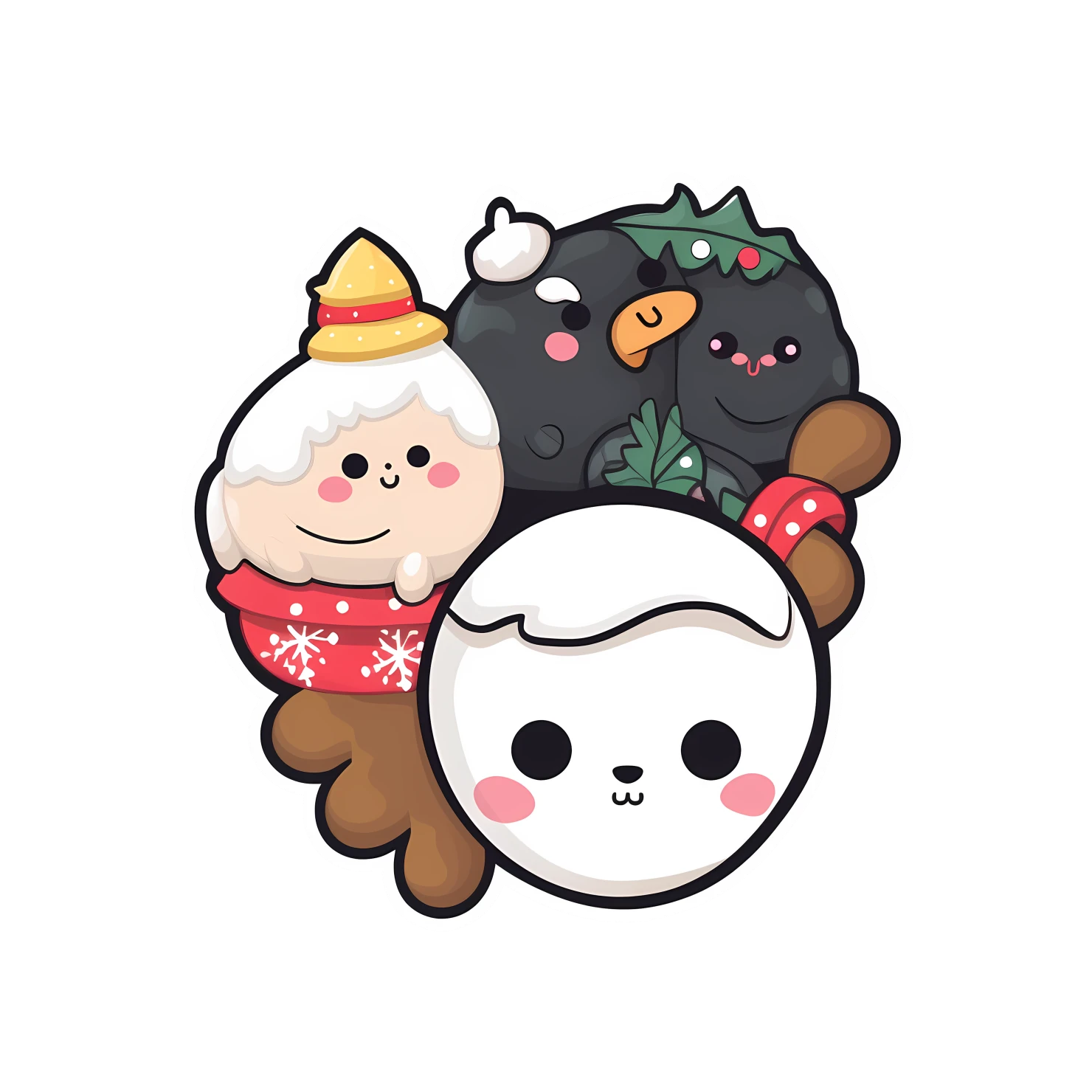Kawaii Christmas sticker isolated on transparent background #24390