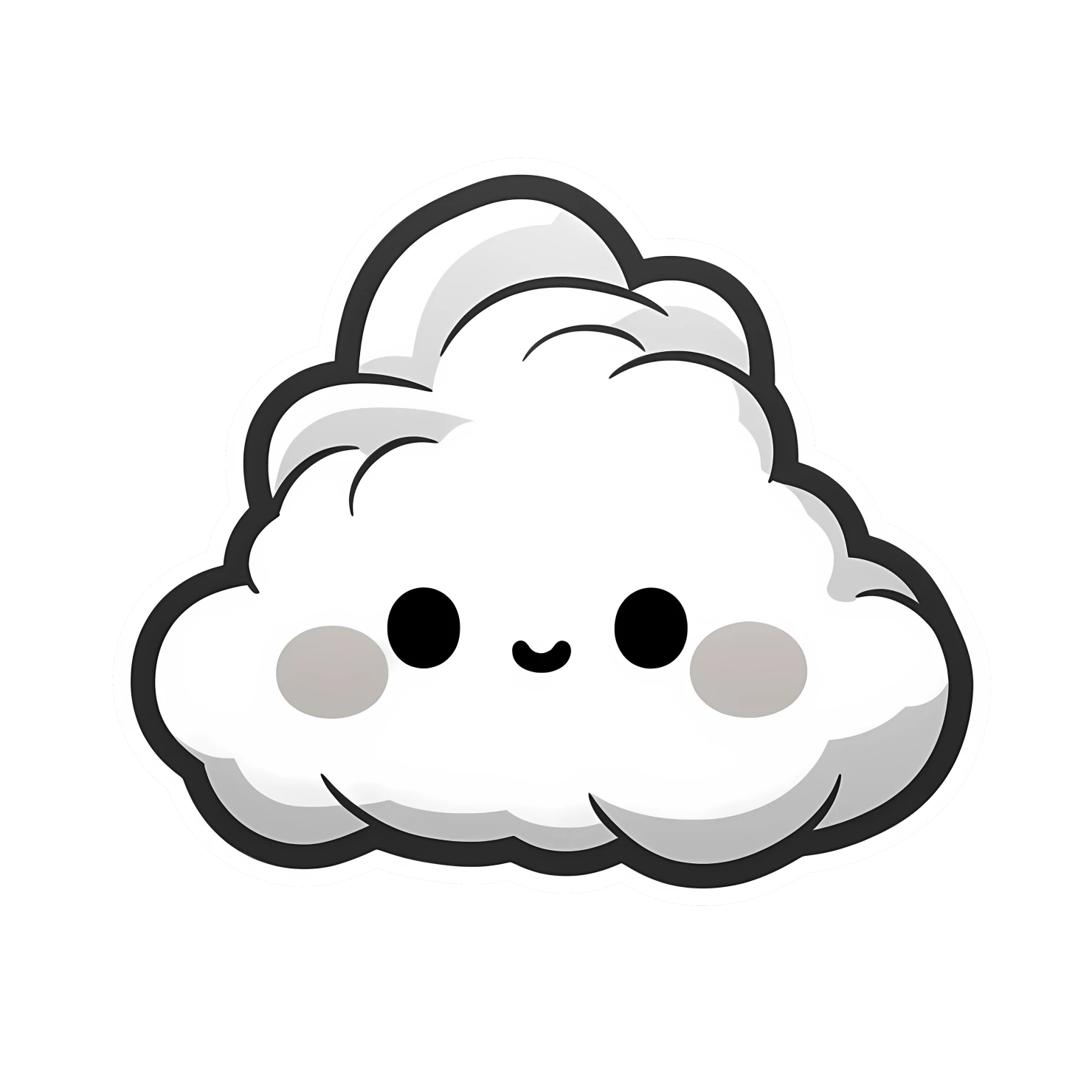 Kawaii cloud sticker isolated on transparent background #24392