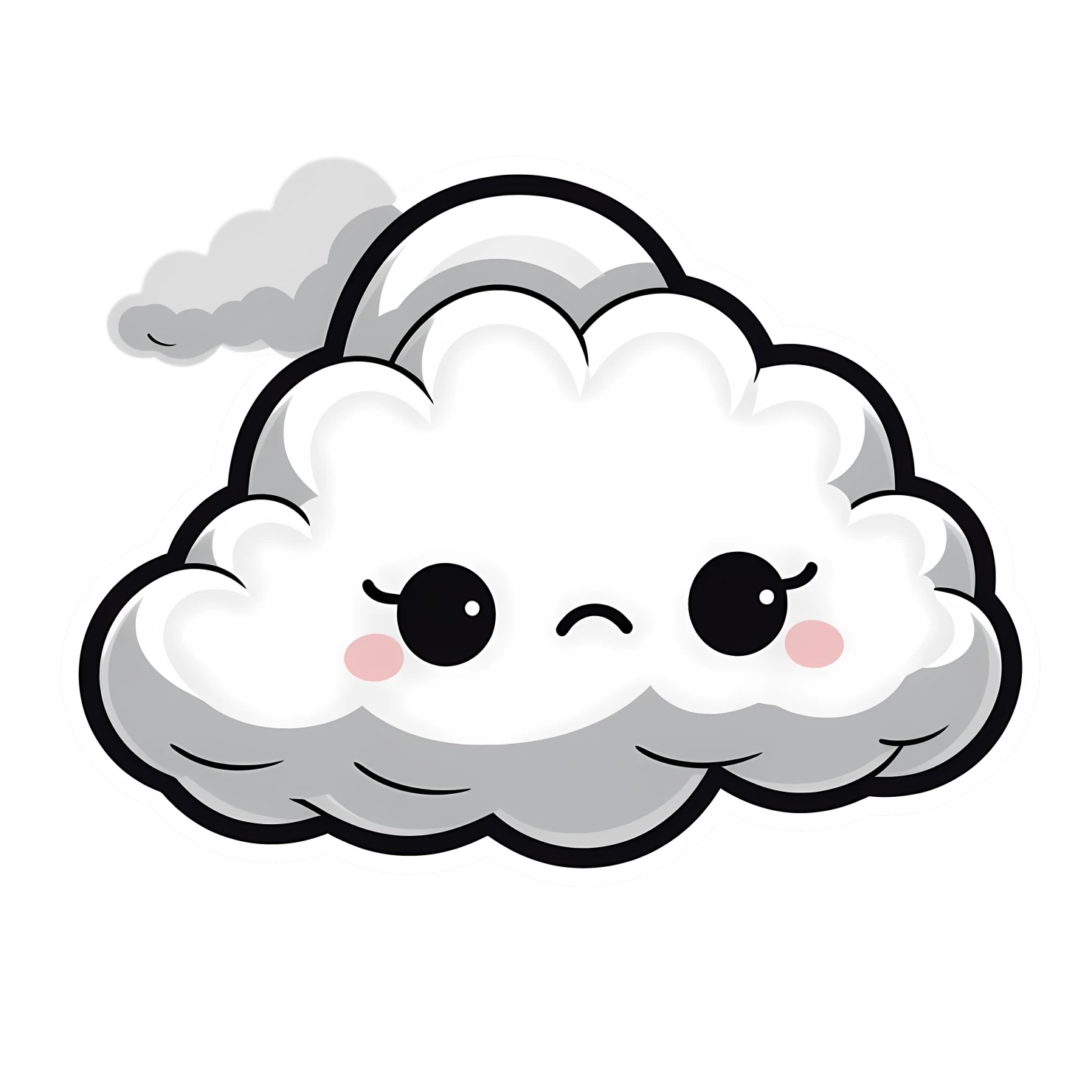 Kawaii cloud sticker isolated on transparent background #24393