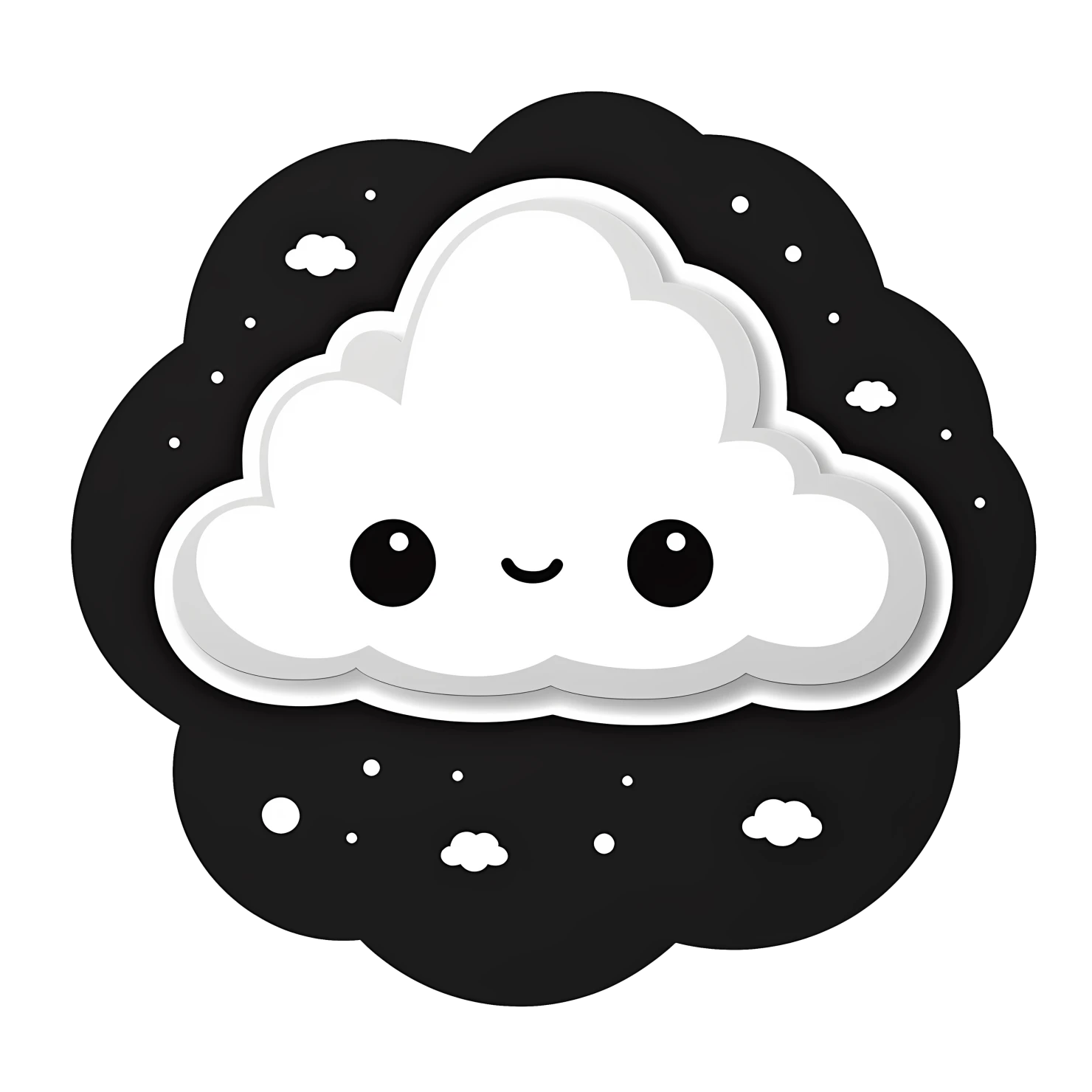 Kawaii cloud sticker isolated on transparent background #24394
