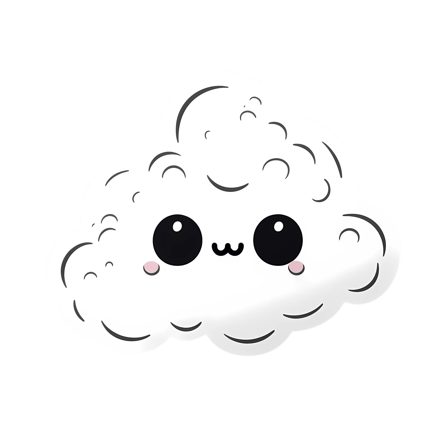 Kawaii cloud sticker isolated on transparent background #24398