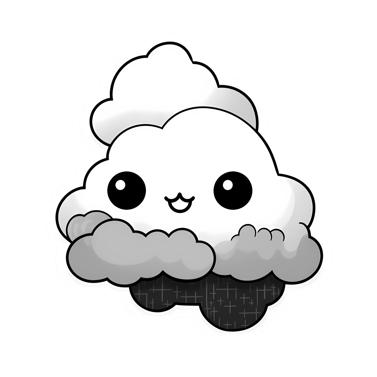 Kawaii cloud sticker isolated on transparent background #24399