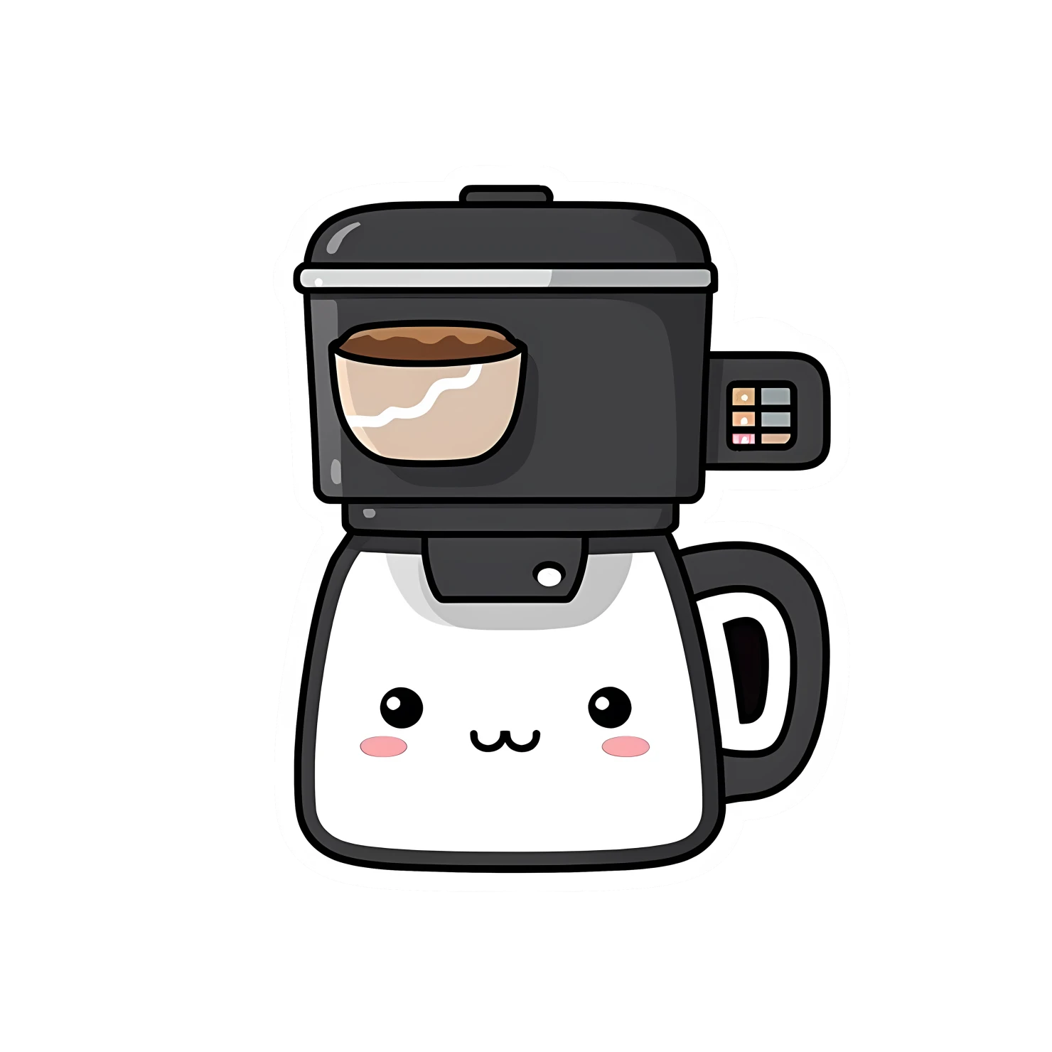 Kawaii coffeemaker sticker isolated on transparent background #24409