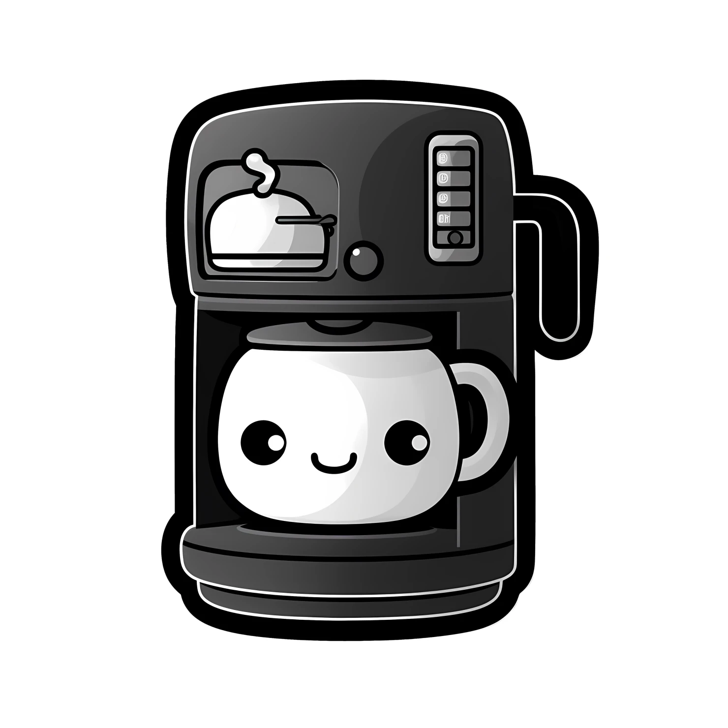 Kawaii coffeemaker sticker isolated on transparent background #24411