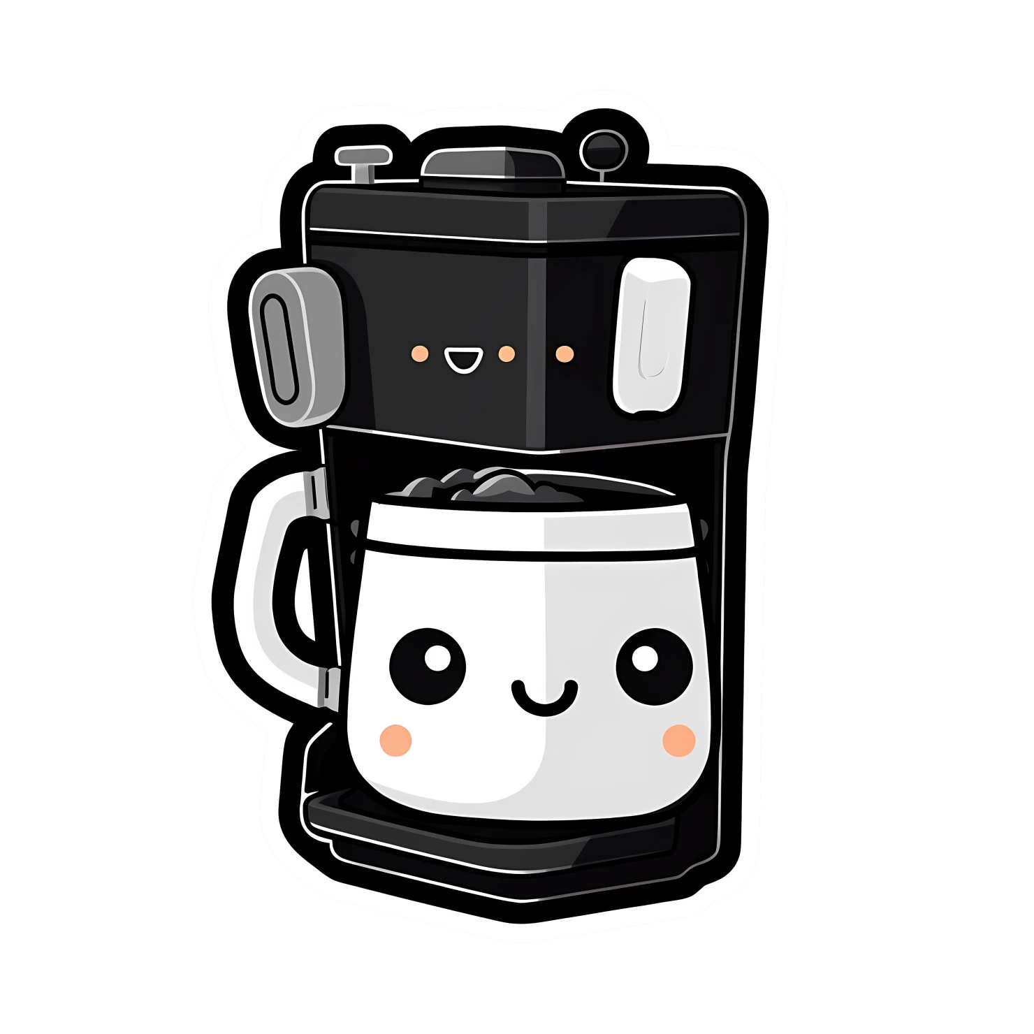 Kawaii coffeemaker sticker isolated on transparent background #24413