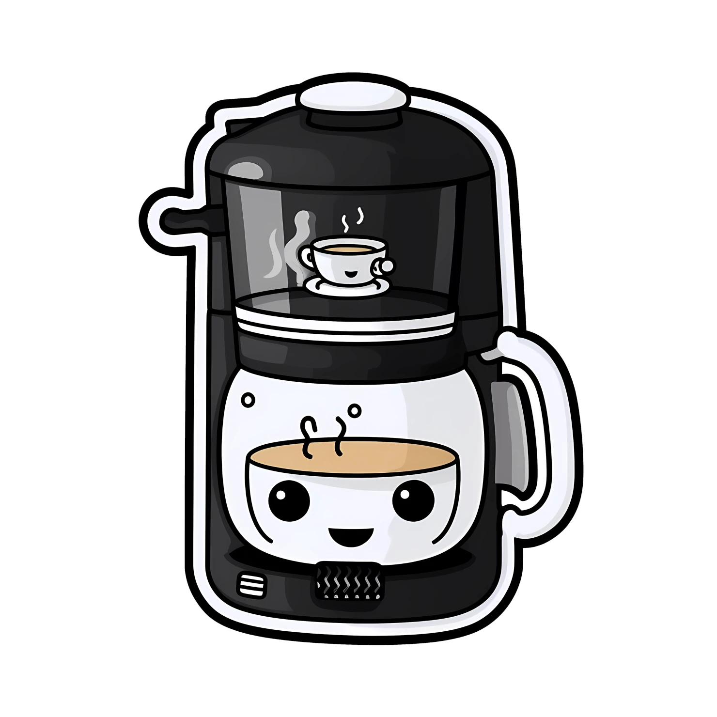 Kawaii coffeemaker sticker isolated on transparent background #24414