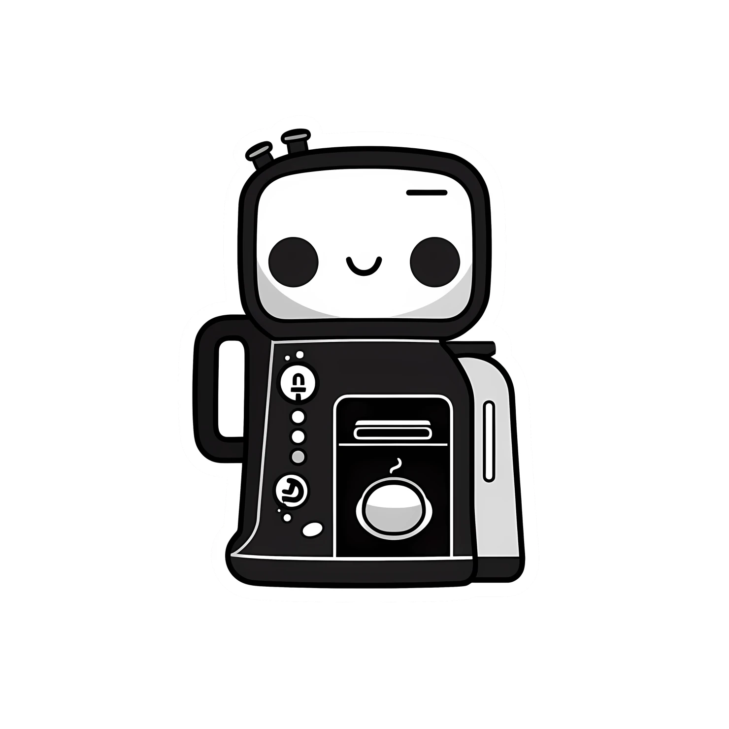 Kawaii coffeemaker sticker isolated on transparent background #24415