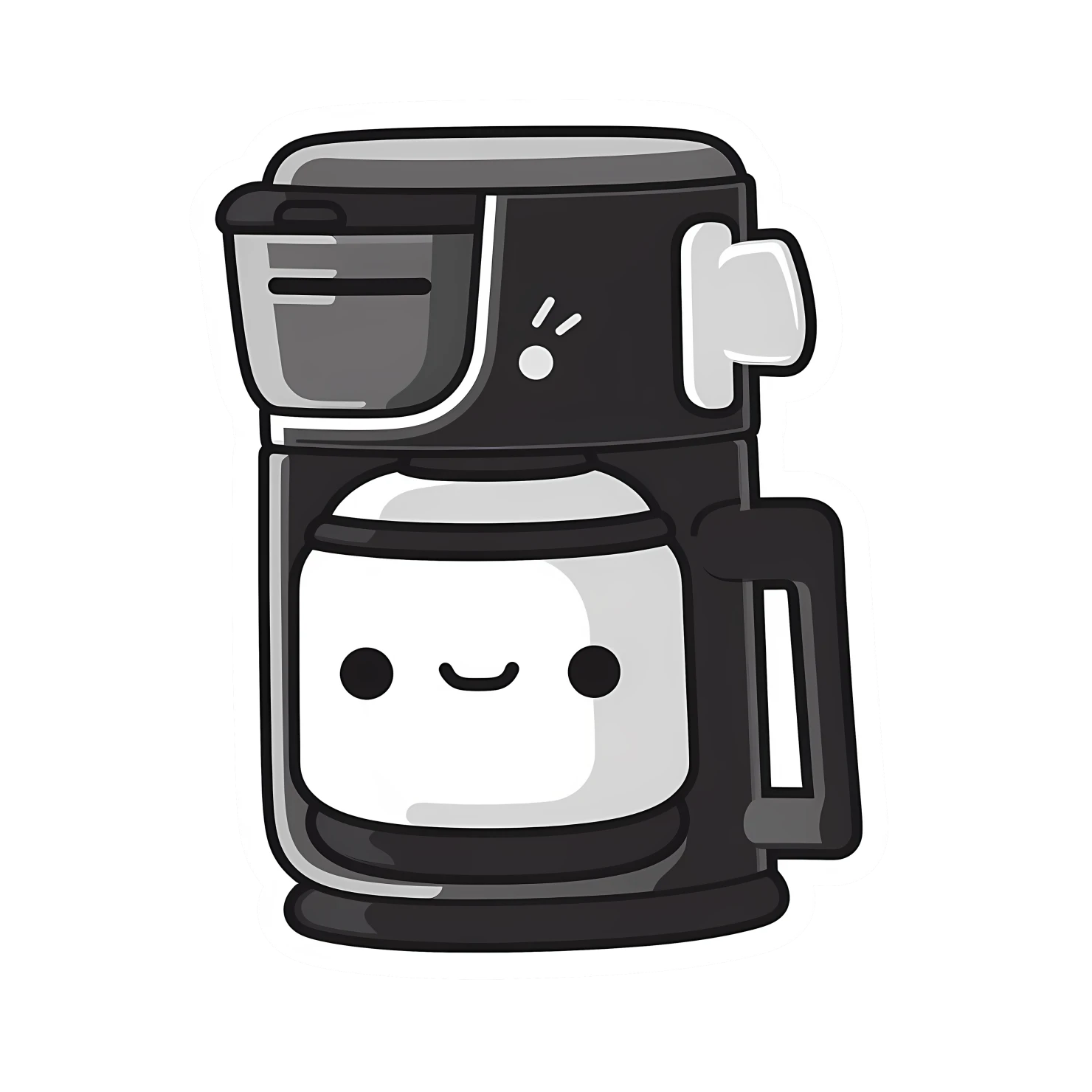 Kawaii coffeemaker sticker isolated on transparent background #24416