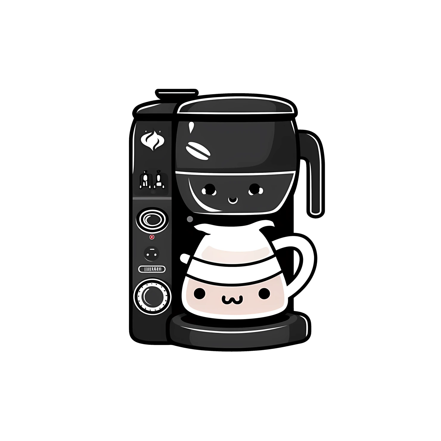Kawaii coffeemaker sticker isolated on transparent background #24417